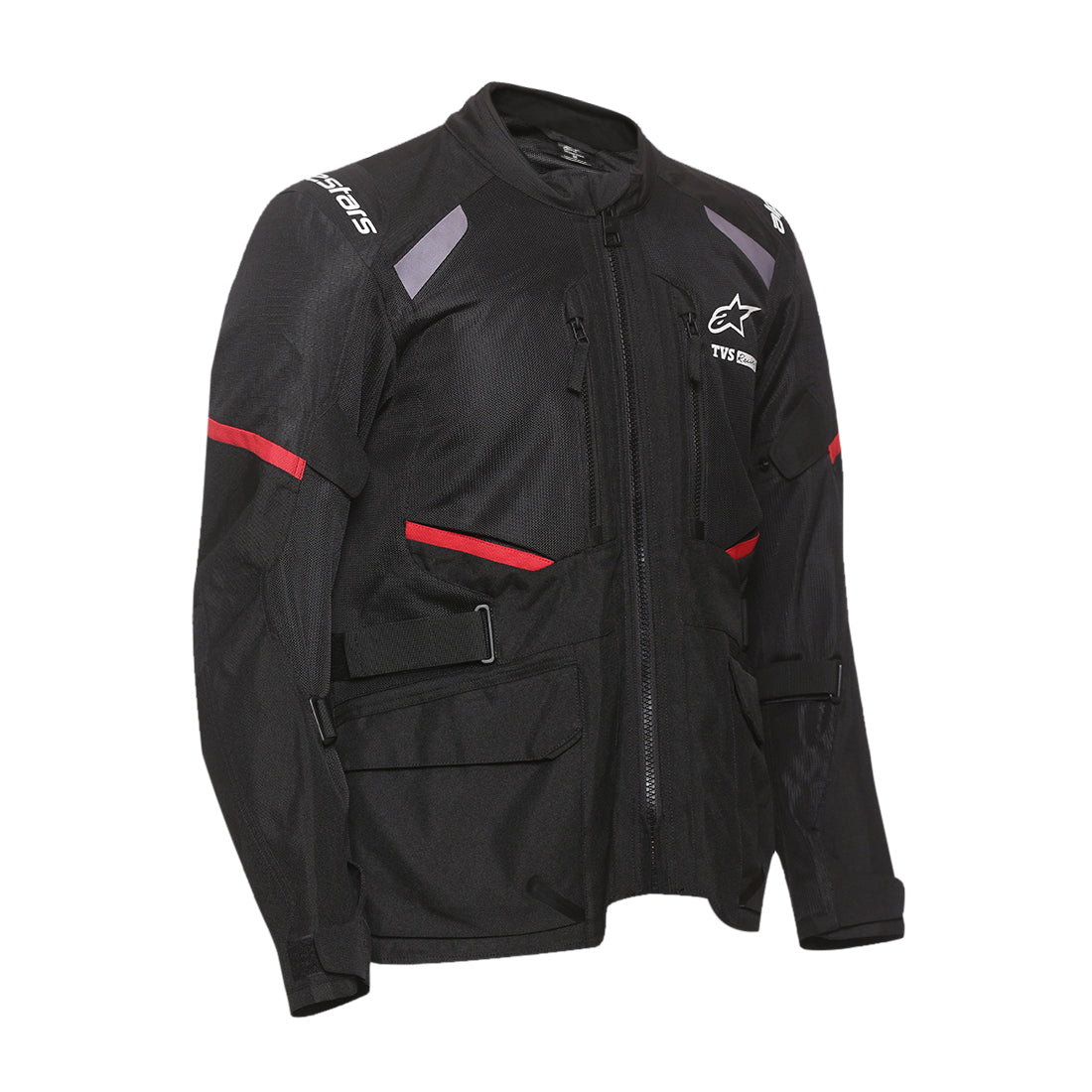 TVS Racing x Alpinestars Touring Riding Jacket with CE Level 2 Nucleon Plasma Armor, 600D Abrasion Resistant Shell, 310 GSM Mesh Ventilation, Reflective Panels, Cargo Pockets Motorcycle Touring Jacket