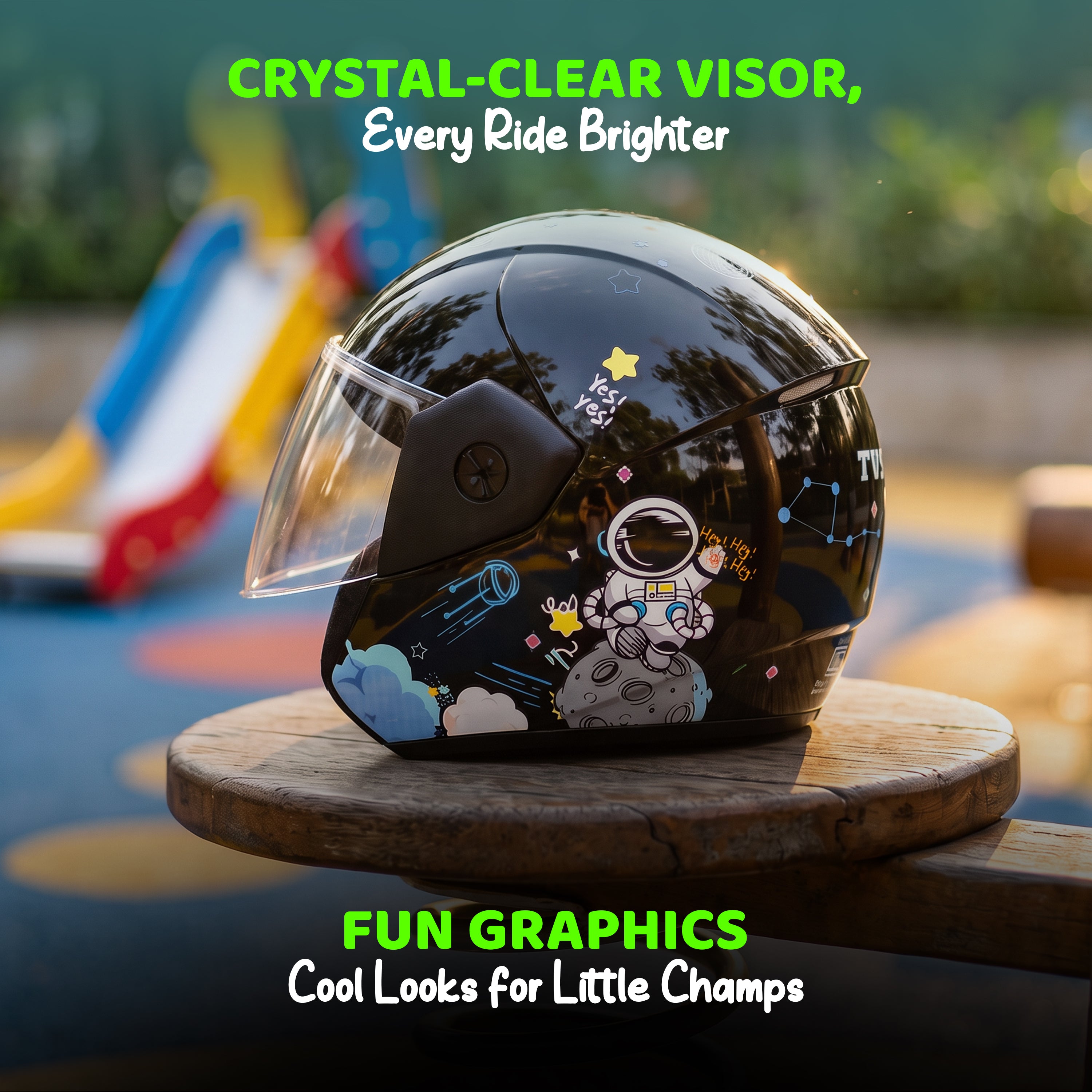 TVS Astro Kids Open Face Helmet – Lightweight, ISI Certified, Comfortable & Durable Helmet for Kids