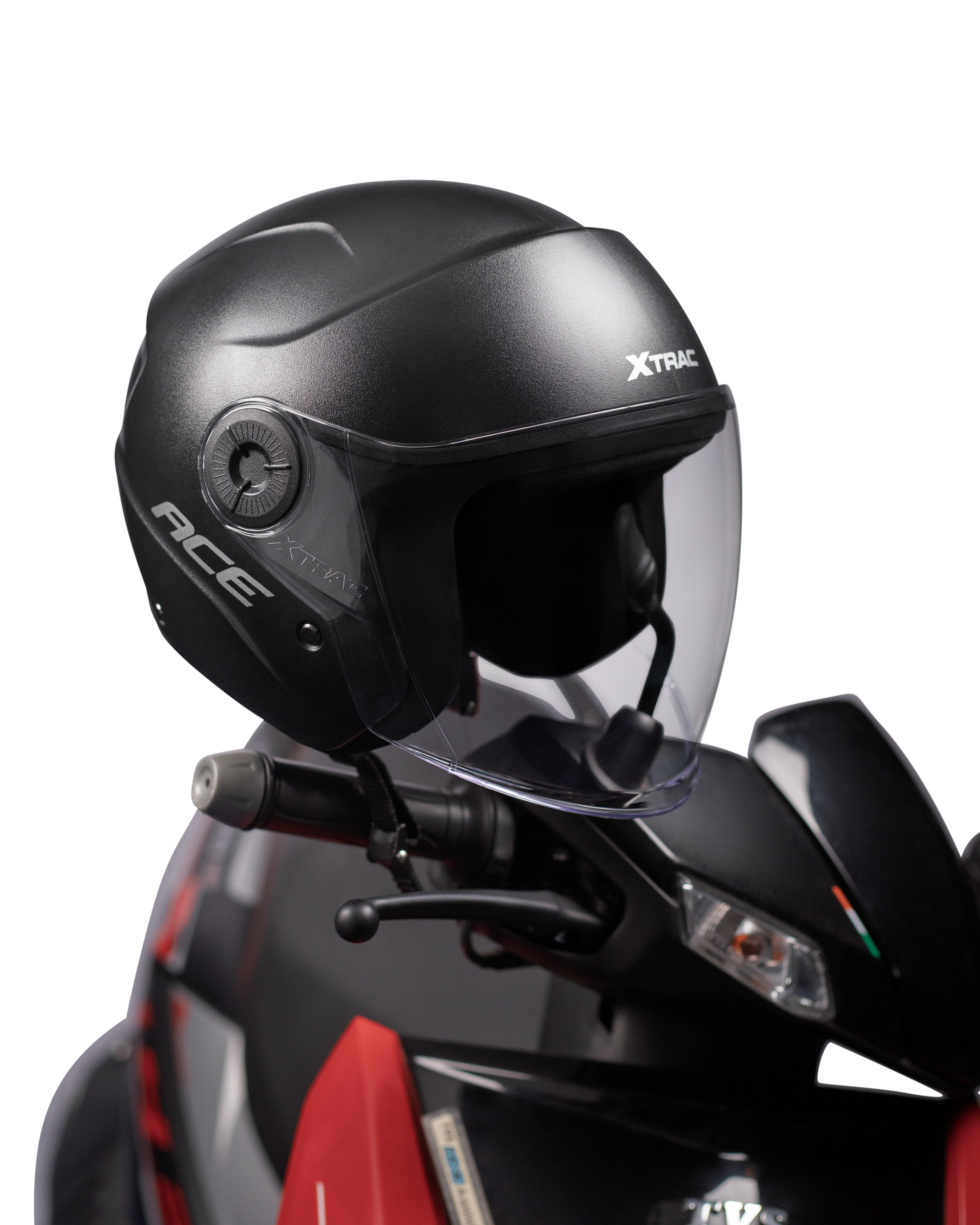 Xtrac Ace Open Face Helmet – ISI Certified Half Face Bike Helmet with ABS Shell, Clear Visor & Comfortable Padding