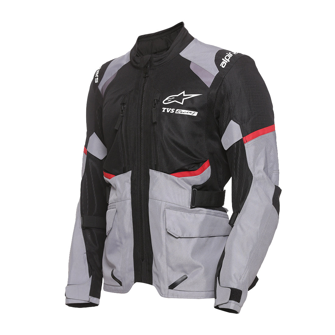 TVS Racing x Alpinestars Touring Riding Jacket with CE Level 2 Nucleon Plasma Armor, 600D Abrasion Resistant Shell, 310 GSM Mesh Ventilation, Reflective Panels, Cargo Pockets Motorcycle Touring Jacket