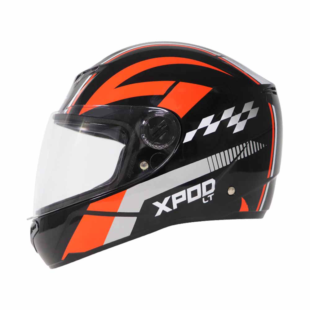 TVS XPOD LT Helmet for Men ISI Certified EPS Impact Absorption Plush Comfort Interiors Premium Bike Helmet for Safety Comfort Black Orange