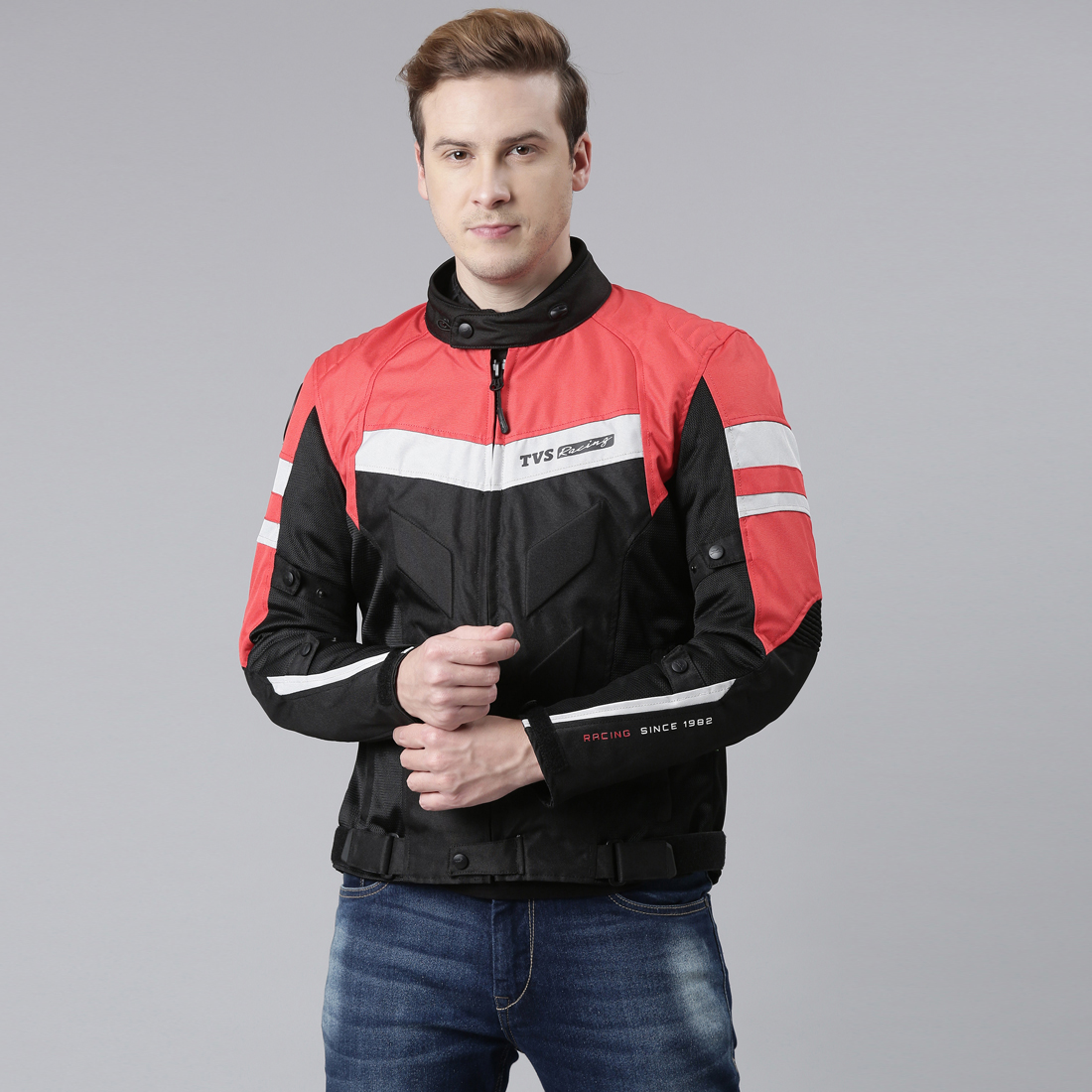 TVS Racing Aegis 3-Layer Riding Jacket for Men- All Weather Adaptability, CE Level 2 Armour Protection-Premium Bike Jackets for Bikers (Red) Online at Best Prices TVS Motor Company