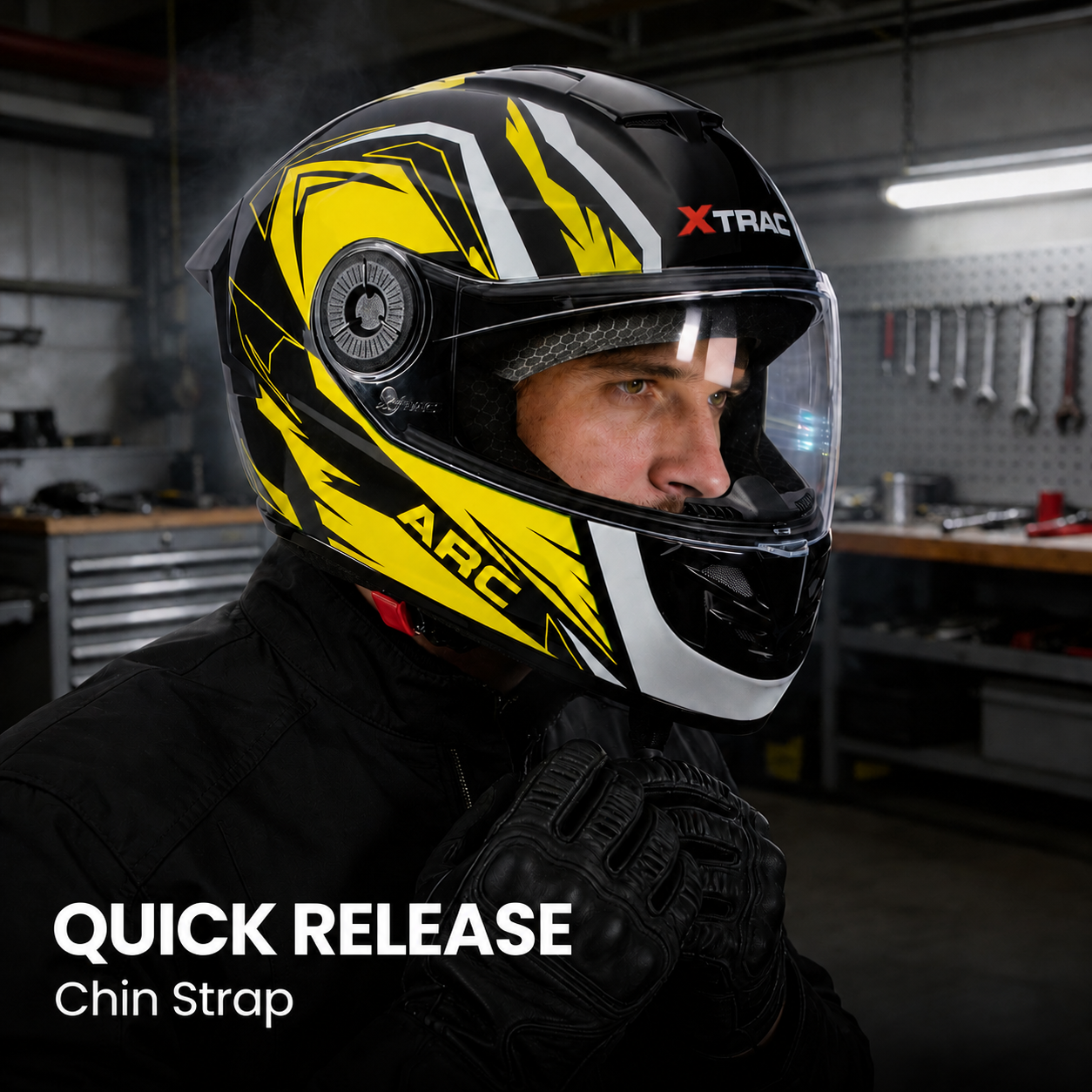 Xtrac Arc Full Face Graphic Helmet | ISI Certified | Lightweight Design, Quick Release Chin Strap