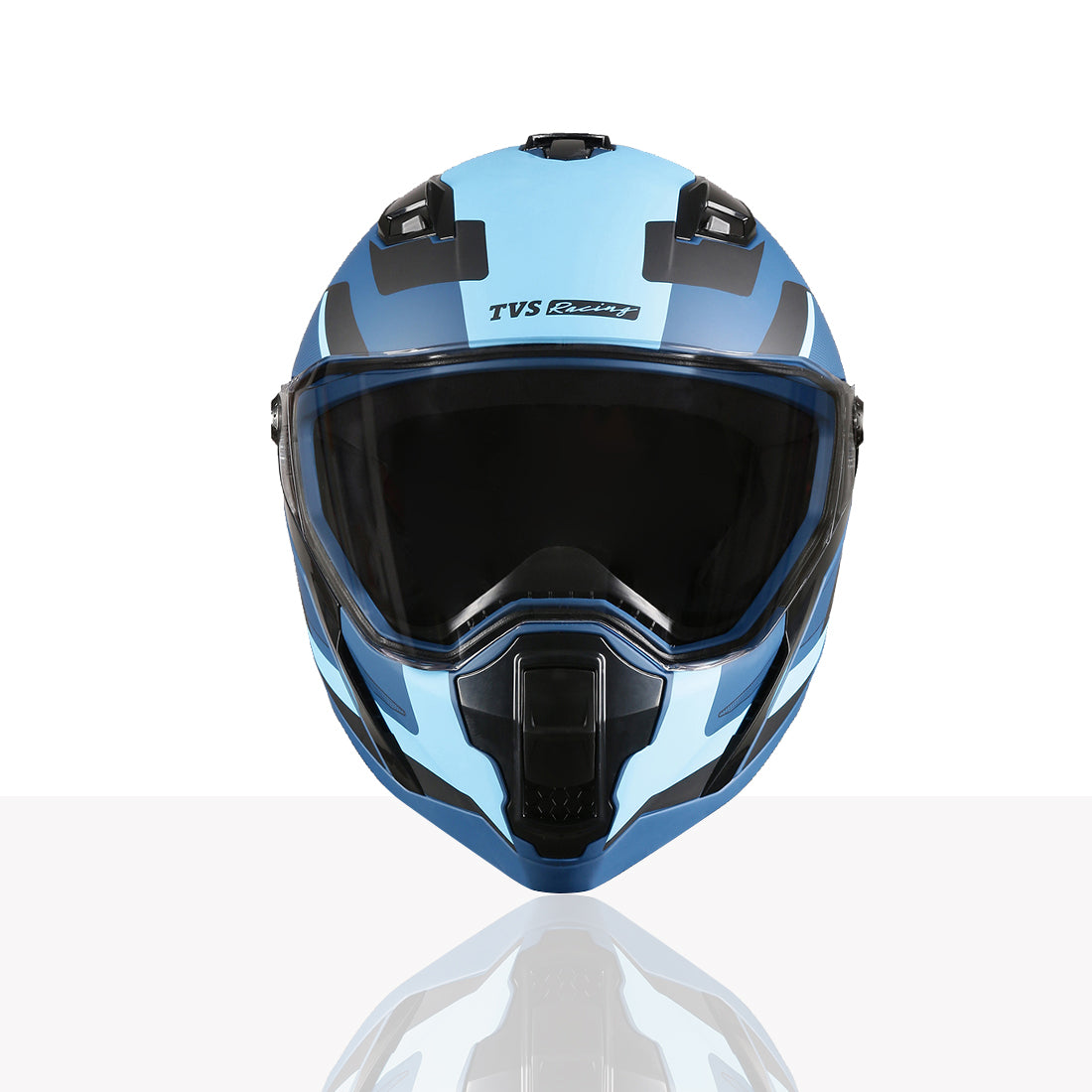 TVS Racing Anti Matter Full Face Helmet for Bike & Motorcycle Riders-DOT & ISI Certified-Lightweight ABS Shell, UV Resistant-Ventilated Comfort Liner, Quick-Release Visor & Chin Strap (Blue)