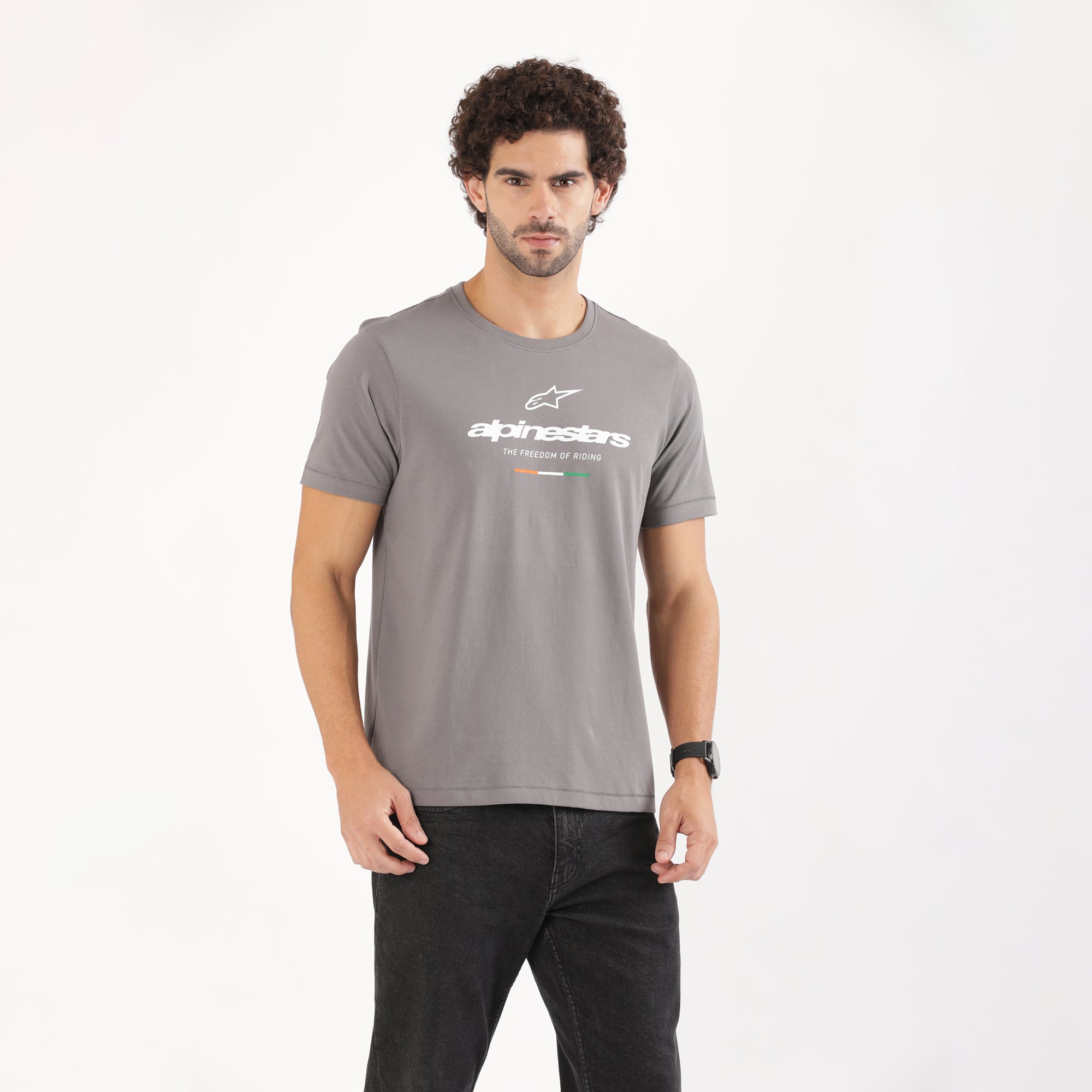 TVS Racing x Alpinestars Crew Neck T-Shirt-100% Soft Combed Cotton, Breathable & Anti-Microbial Fabric, Non-PVC Print, No-Chafe Skin-Friendly Comfort for Racing & Casual Everyday Wear