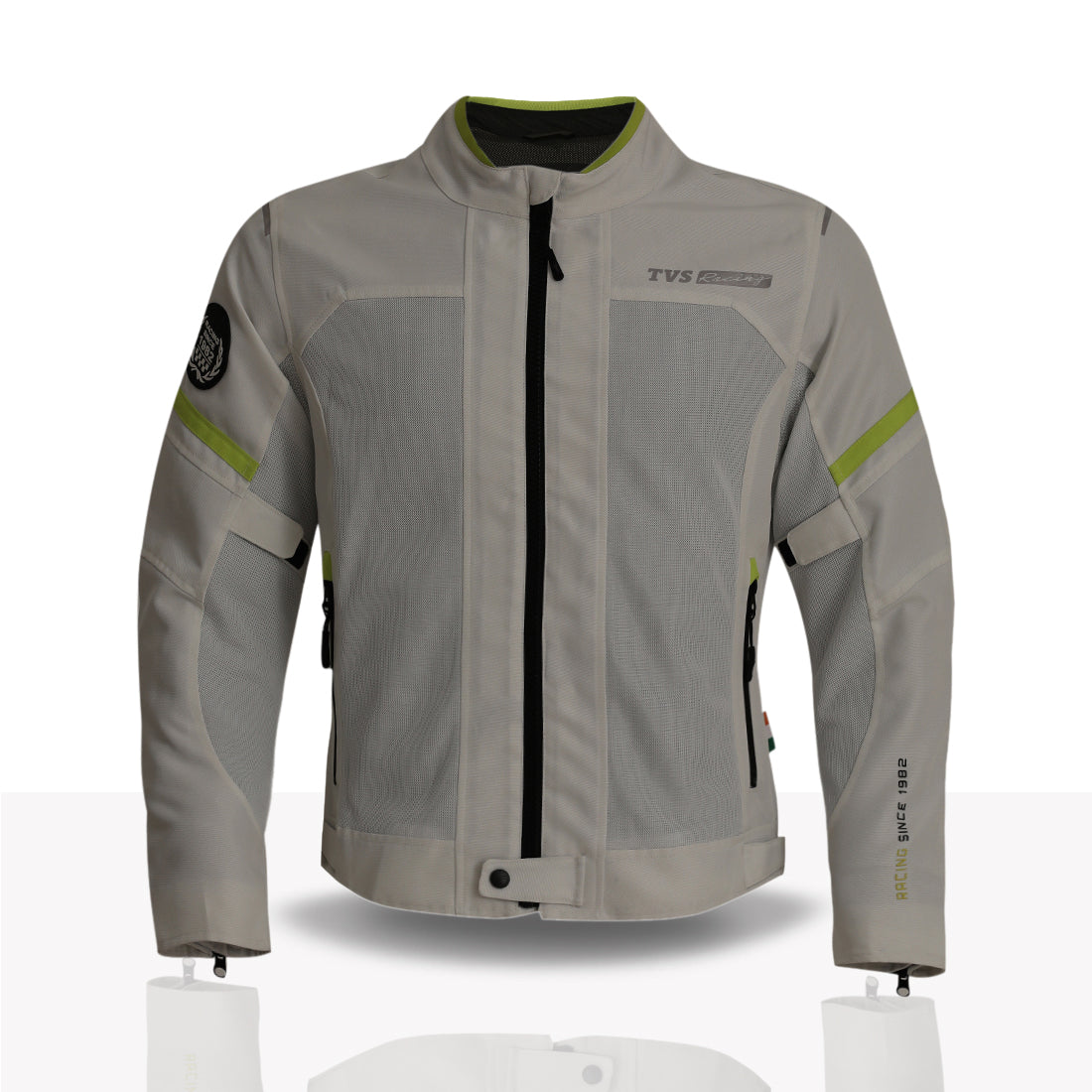 TVS Racing Tech-Core Road Jacket for Men | CE2 armour <5kN at Shoulders Elbows and Back | 600D Chassis | 310gsm Vent Mesh | High-Vis Reflective Tech| YKK zippers | Engineered for bikers