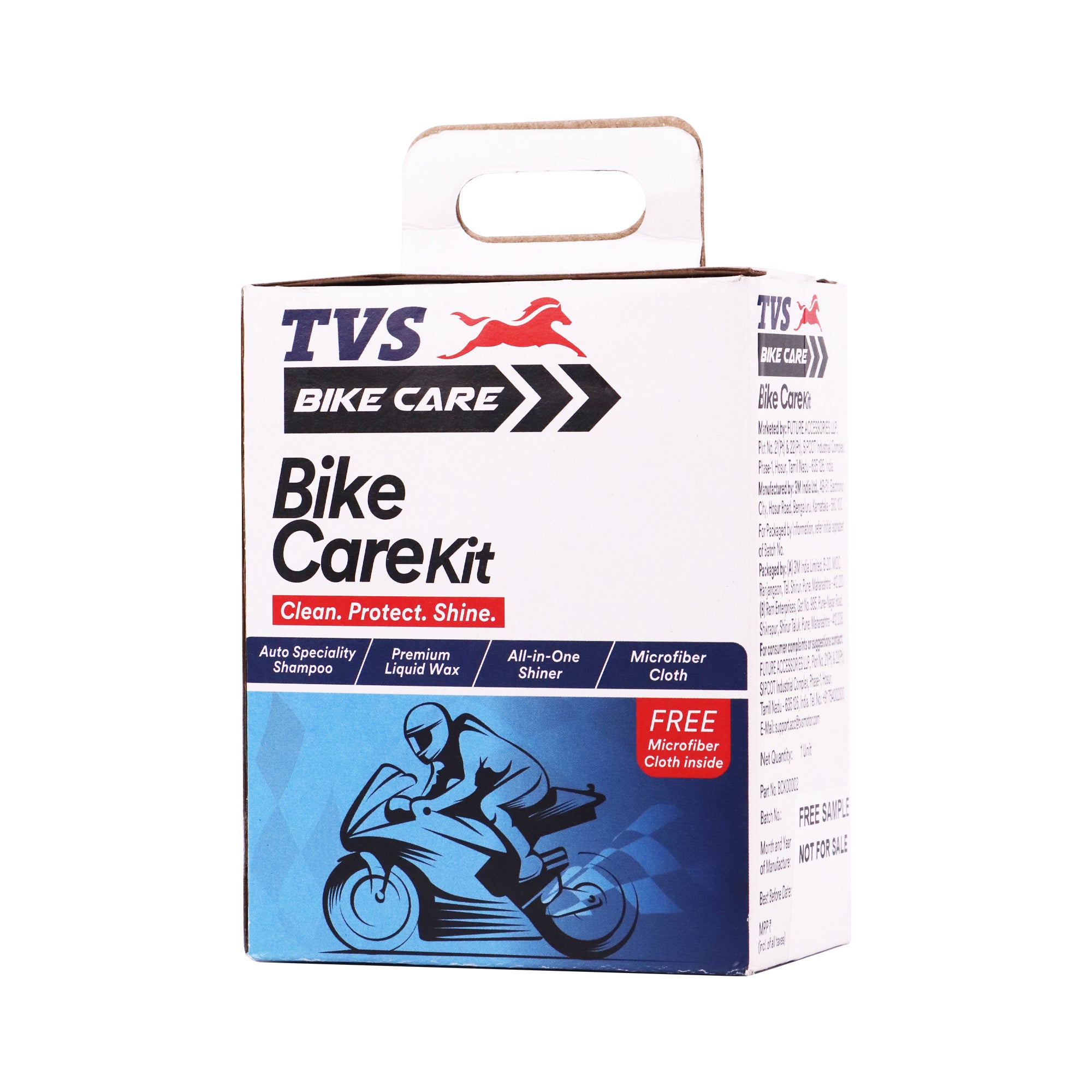 TVS Bike Care Kit Contains Shampoo, Liquid Wax, Shiner and Microfiber Cloth