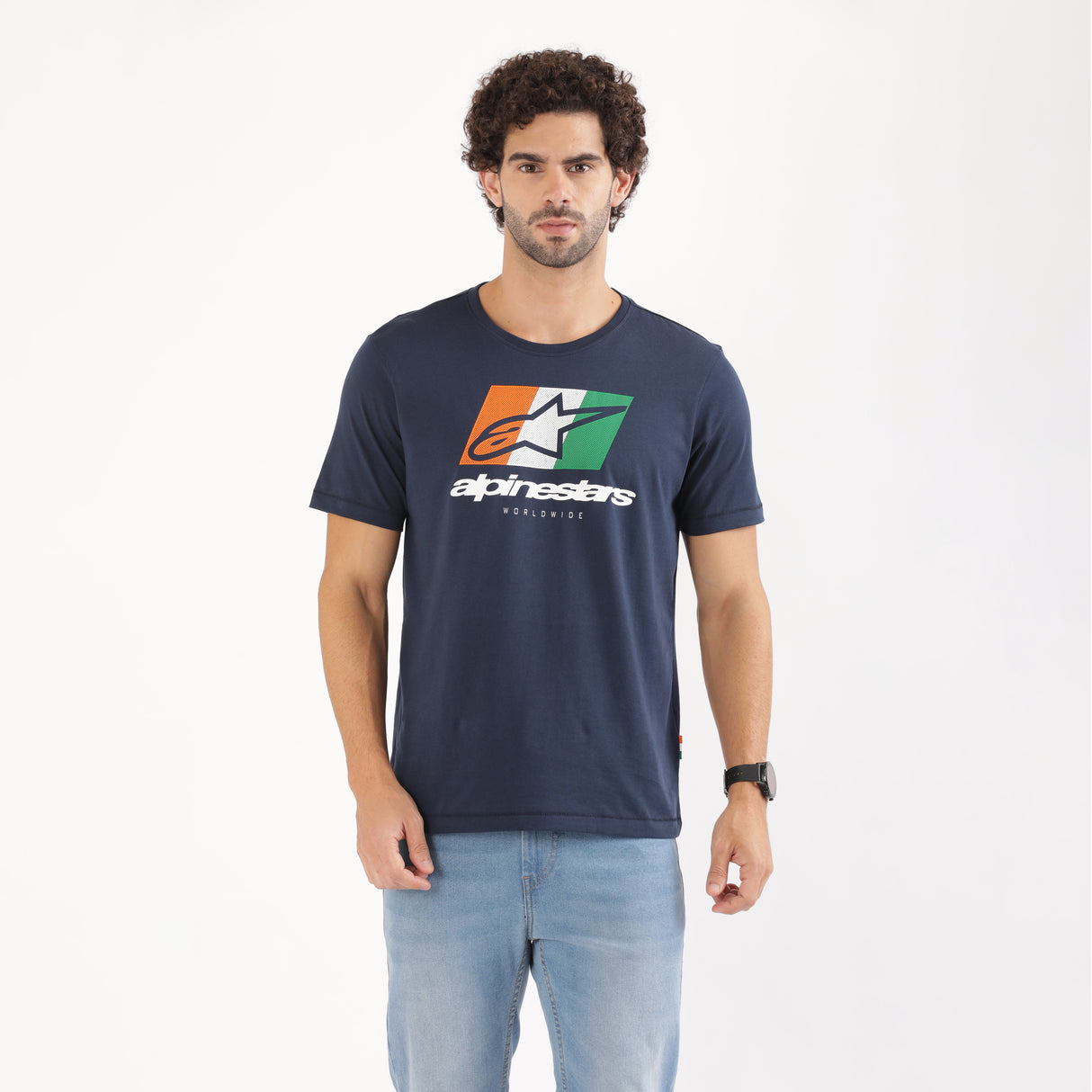 TVS Racing x Alpinestars Crew Neck T-Shirt-100% Soft Combed Cotton, Breathable & Anti-Microbial Fabric, Non-PVC Print, No-Chafe Skin-Friendly Comfort for Racing & Casual Everyday Wear