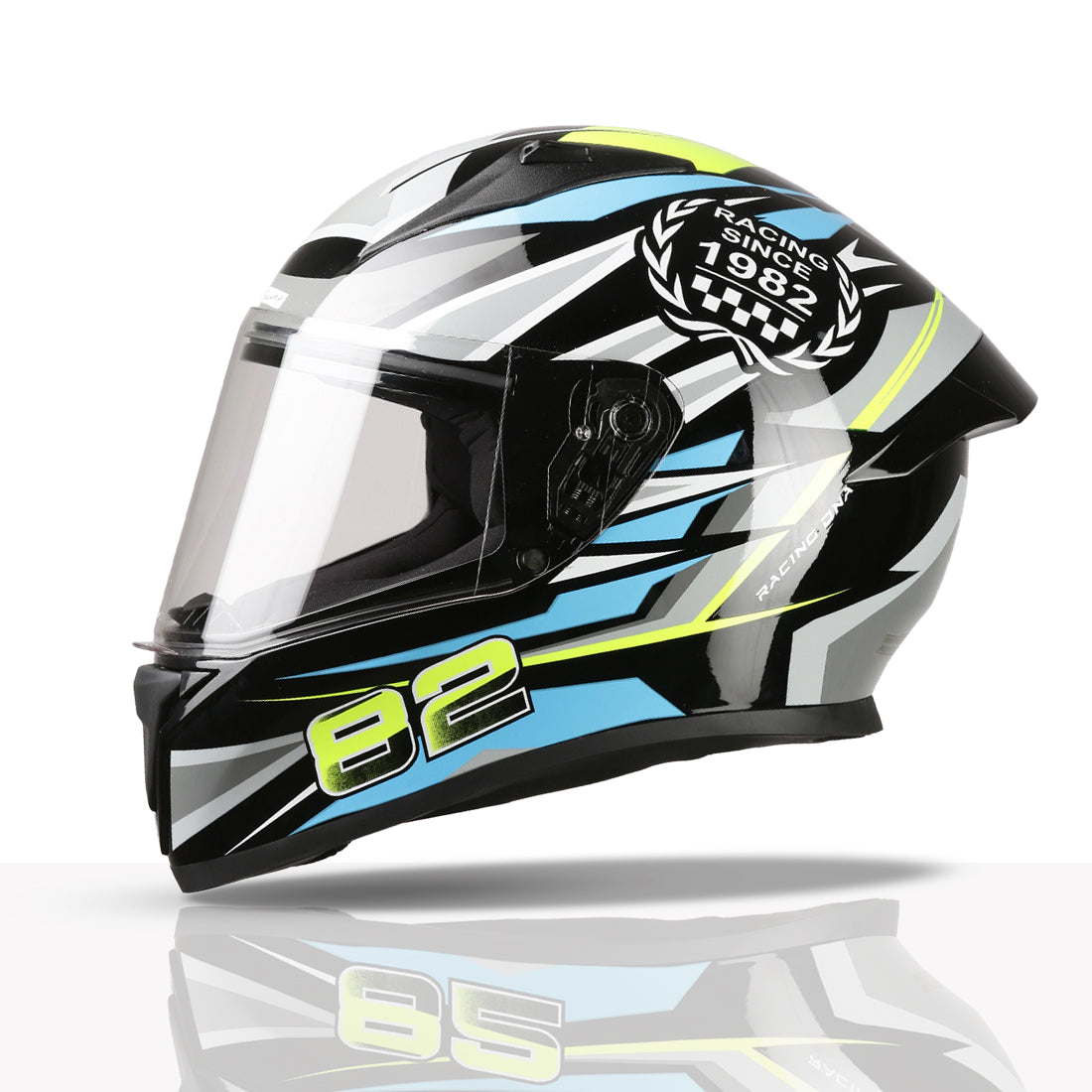 TVS Racing Titan Series Full Face Helmet for Men | Premium Bike Helmets with ABS Shell, UV Paint | Quick Release System | Aerodynamic Design | DOT & ISI Certified