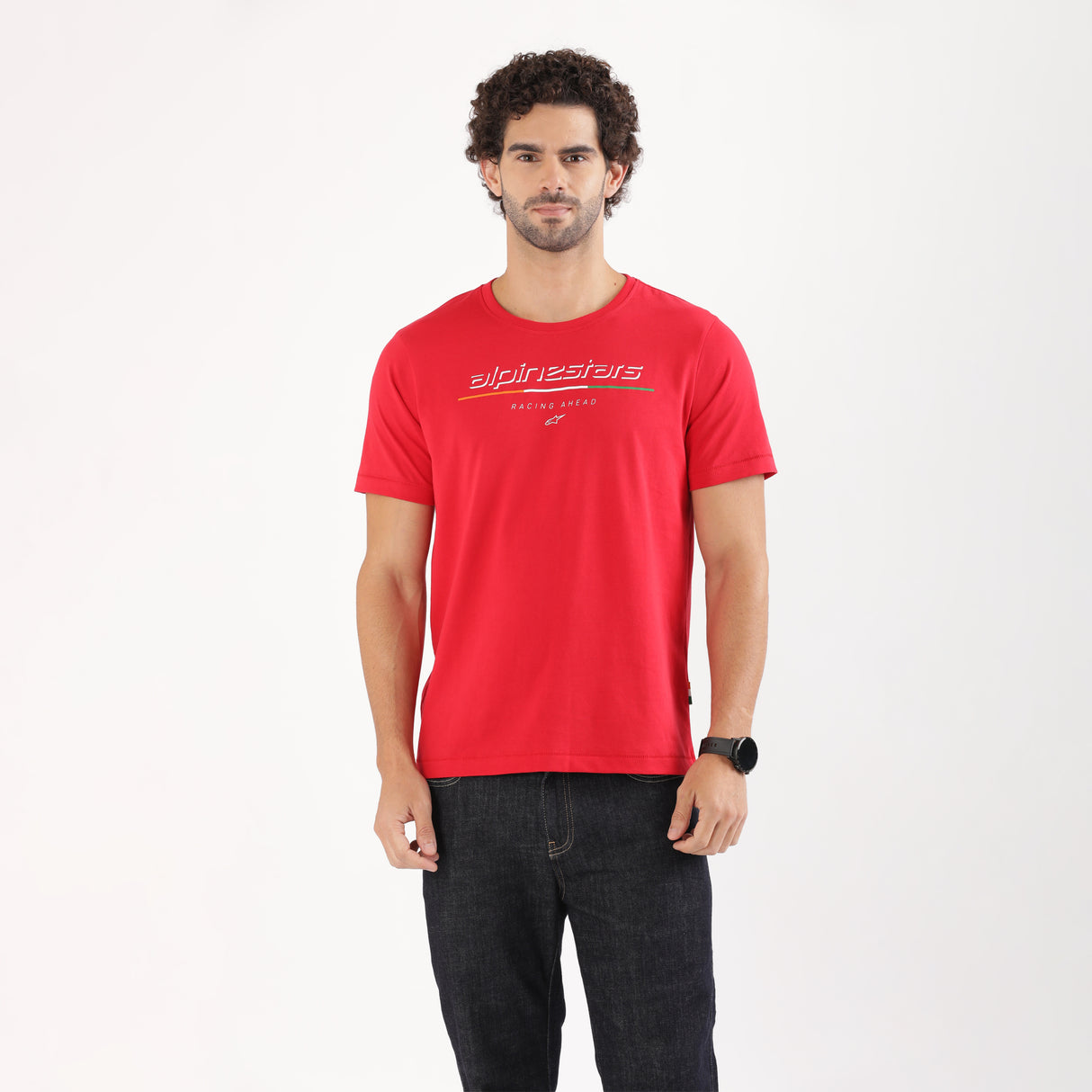 TVS Racing x Alpinestars Crew Neck T-Shirt-100% Soft Combed Cotton, Breathable & Anti-Microbial Fabric, Non-PVC Print, No-Chafe Skin-Friendly Comfort for Racing & Casual Everyday Wear