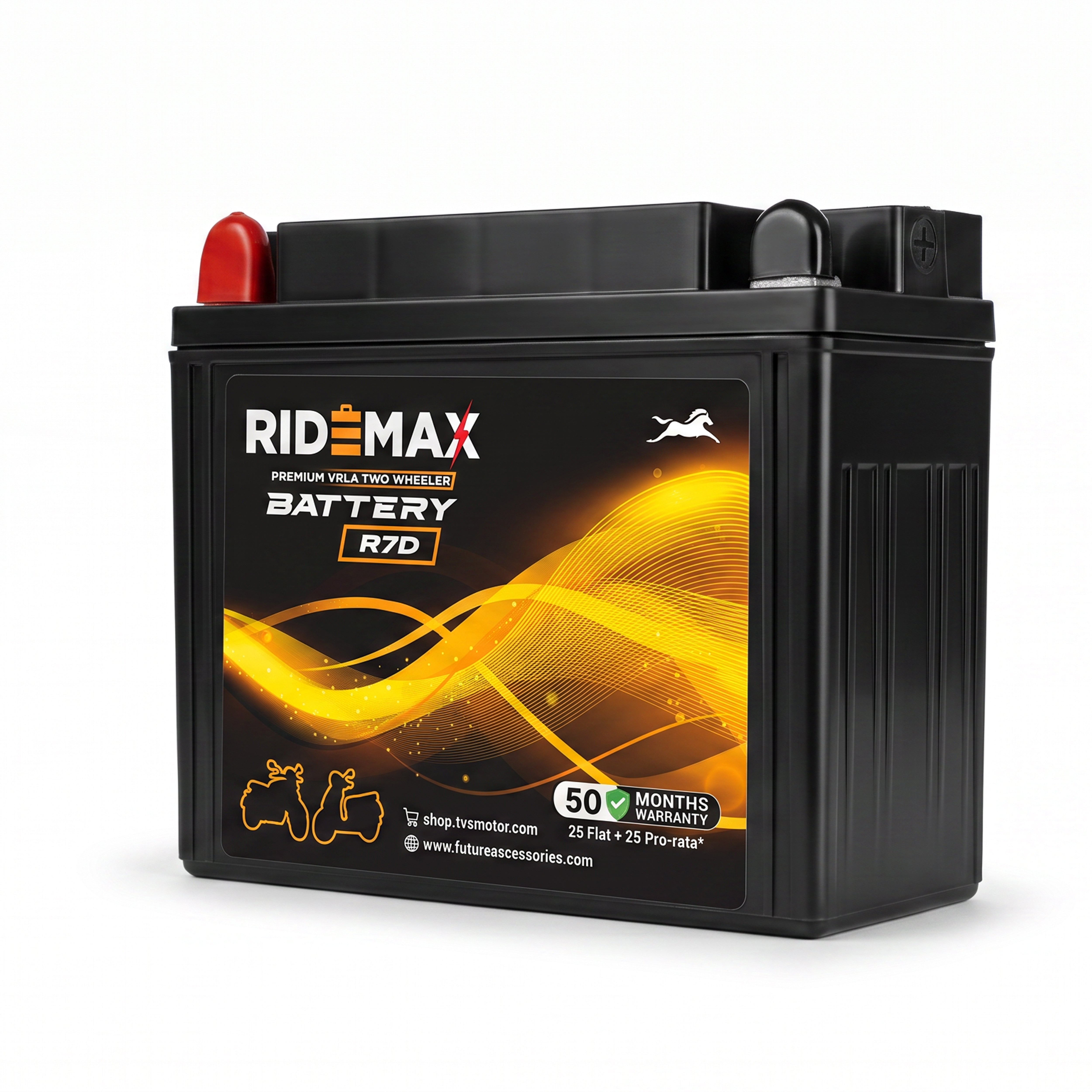 RideMax Premium VRLA 12 Volt Two Wheeler Battery R7D