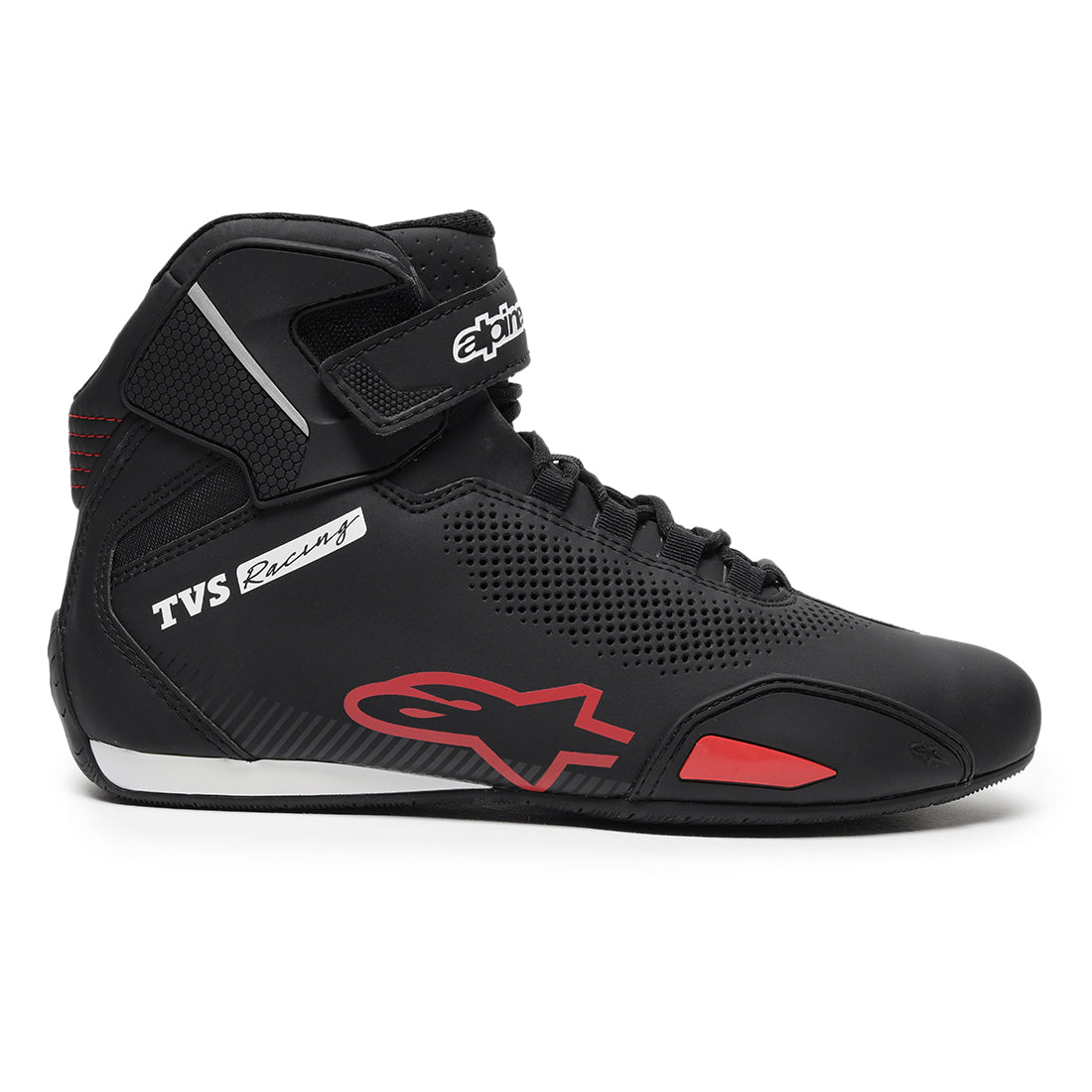 TVS Racing x Alpinestars Riding Shoes for Men, Lightweight Microfiber Upper, Speed Lace Closure, Ankle Protection, Airflow Vents and Road Riding Comfort