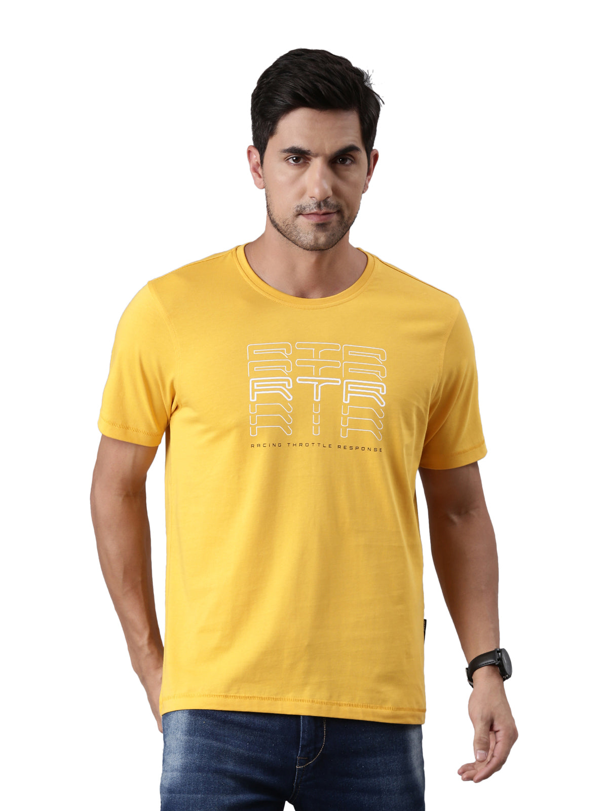 TVS Racing RTR Fury Yellow Crew neck T Shirt