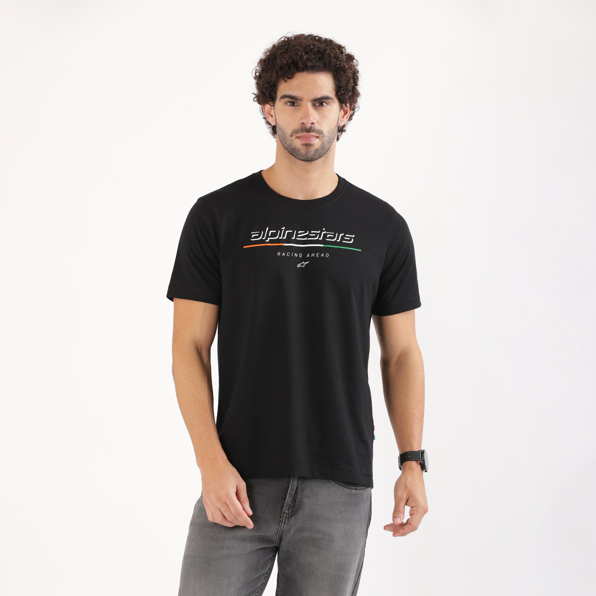 TVS Racing x Alpinestars Crew Neck T-Shirt-100% Soft Combed Cotton, Breathable & Anti-Microbial Fabric, Non-PVC Print, No-Chafe Skin-Friendly Comfort for Racing & Casual Everyday Wear