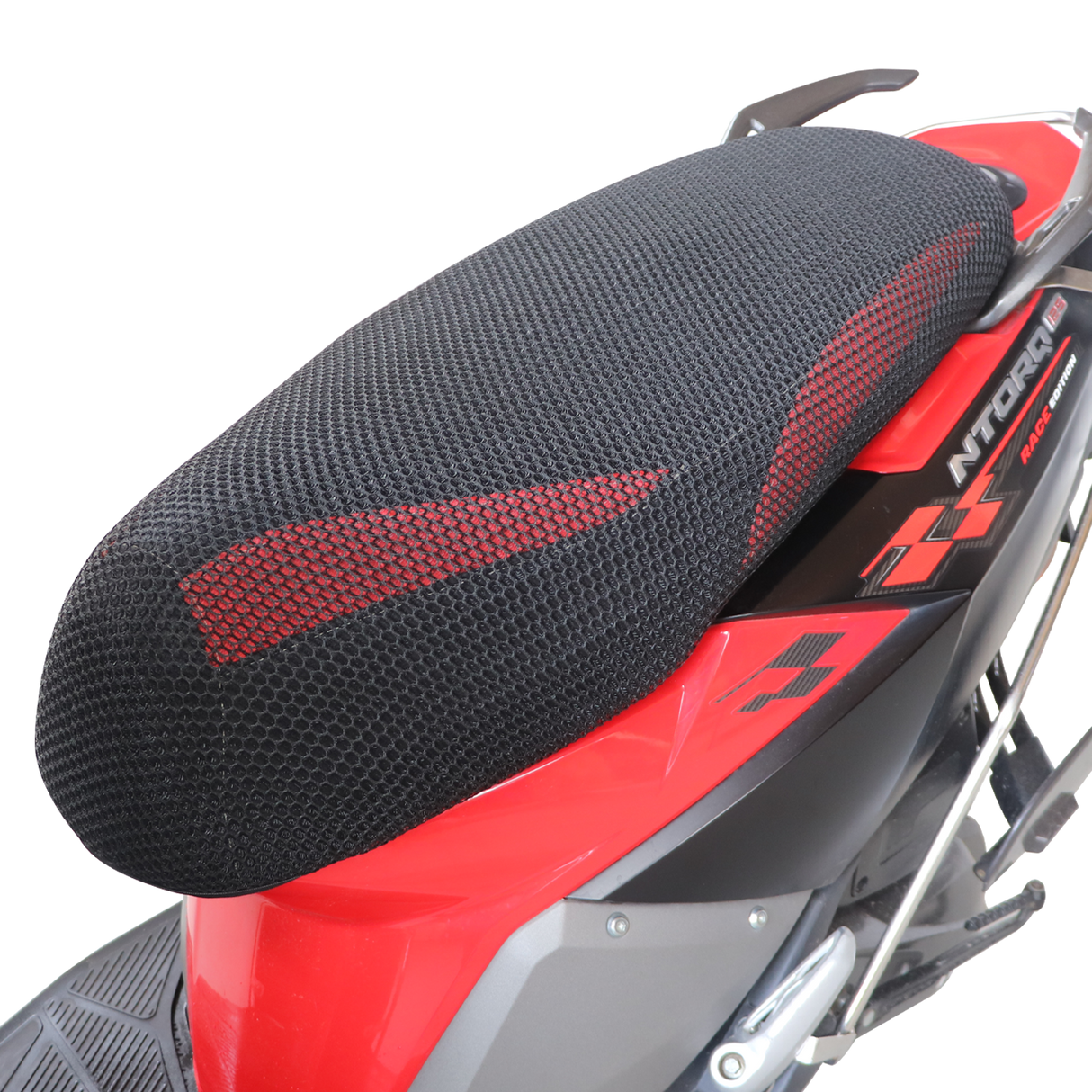 TVS Mesh Seat Cover for Ntorq - Polyester, Breathable 3D Honeycomb with Anti-Slip, All-Weather Protection