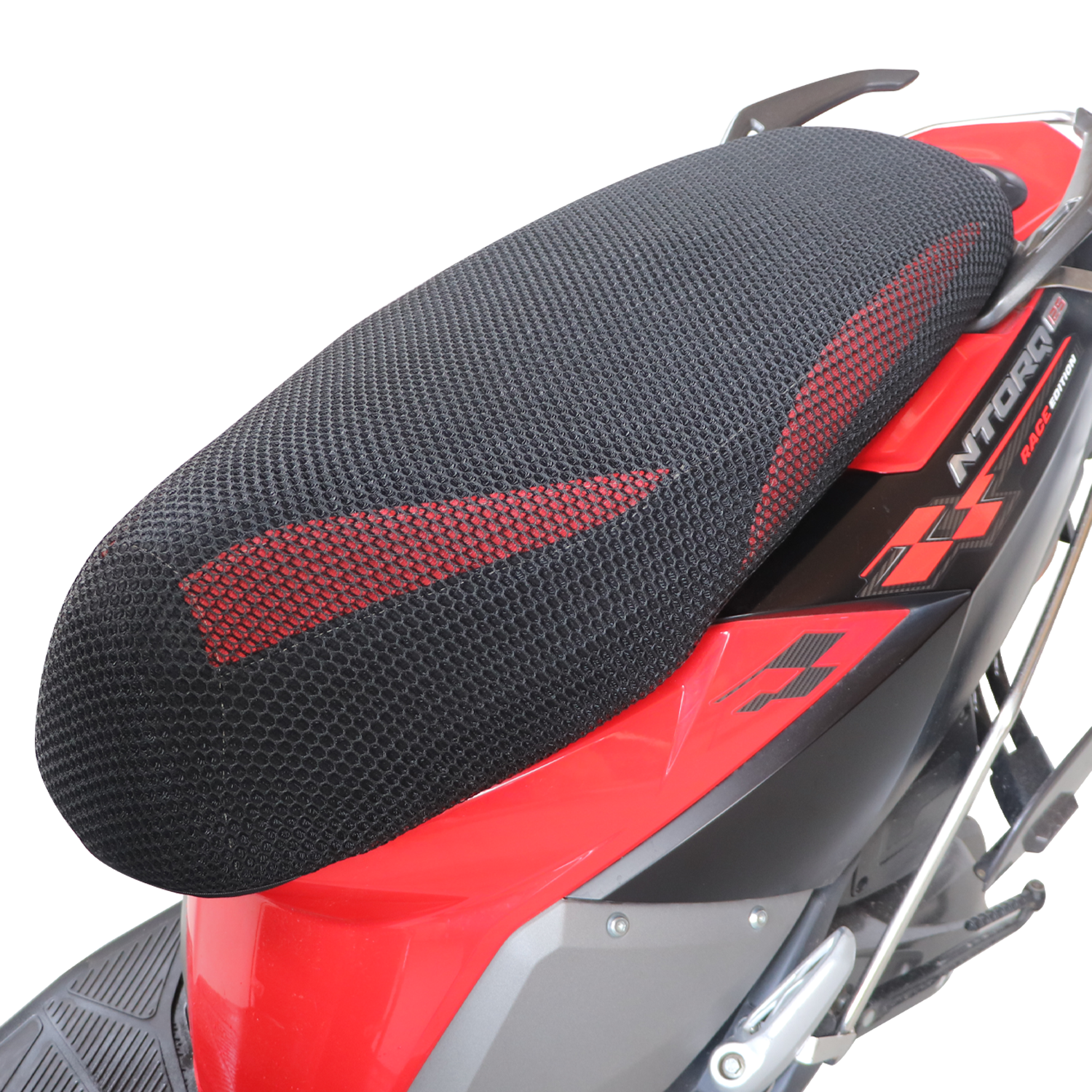 TVS Mesh Seat Cover for Ntorq - Polyester, Breathable 3D Honeycomb with Anti-Slip, All-Weather Protection