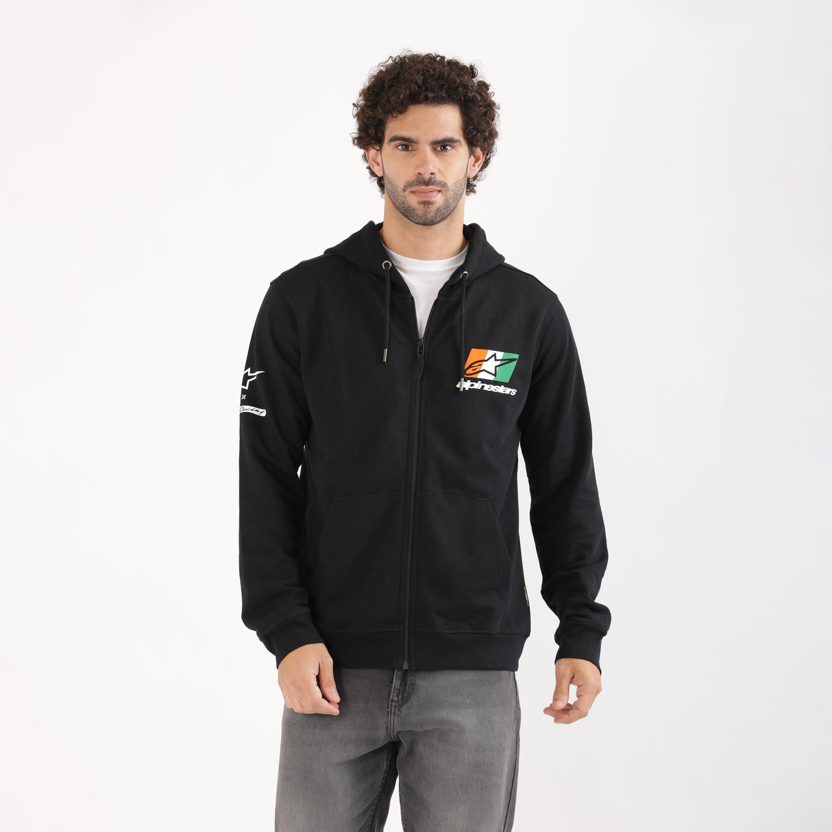 TVS Racing x Alpinestars Hooded Sweatshirt – 100% Cotton French Terry, Ultra-Soft Comfort, Breathable Anti-Odor Fabric, YKK Zipper, Kangaroo Pocket, Ribbed Hem & Stylish Streetwear Look