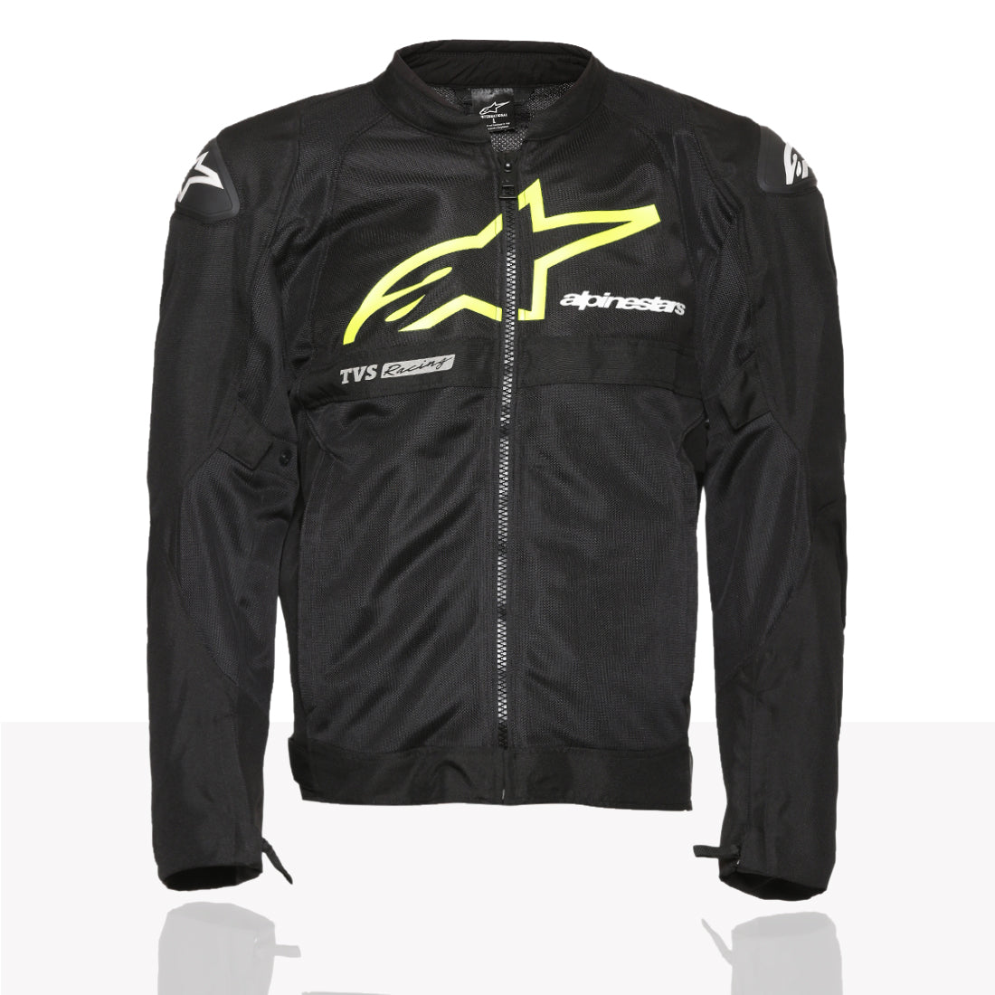 TVS Racing x Alpinestars Riding Jacket with CE Level 2 Nucleon Plasma Armor, 600D Abrasion Resistant Shell, Breathable Mesh Panels, Reflective Visibility, Pre Curved Sleeves Motorcycle Protective Gear