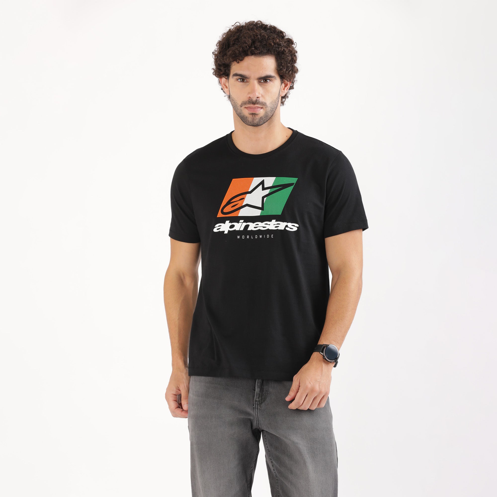 TVS Racing x Alpinestars Crew Neck T-Shirt-100% Soft Combed Cotton, Breathable & Anti-Microbial Fabric, Non-PVC Print, No-Chafe Skin-Friendly Comfort for Racing & Casual Everyday Wear