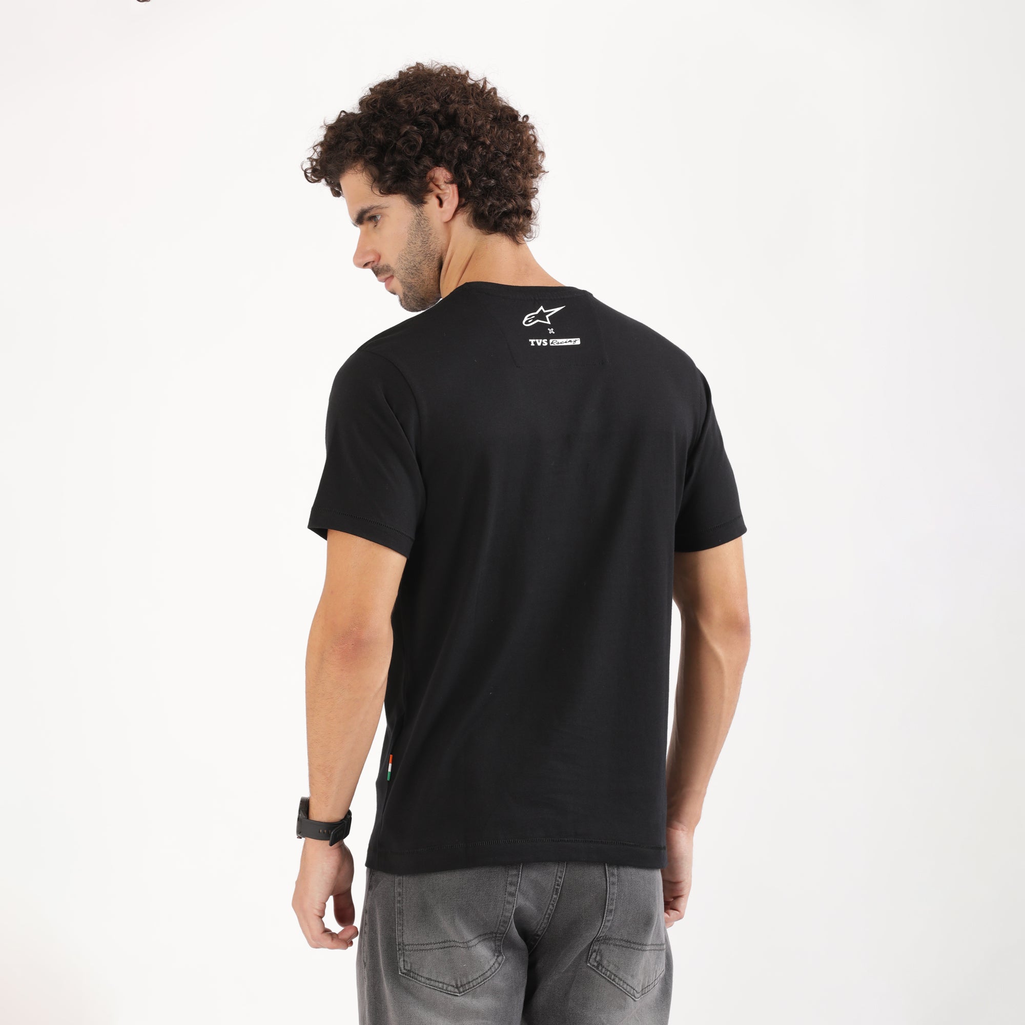 TVS Racing x Alpinestars Crew Neck T-Shirt-100% Soft Combed Cotton, Breathable & Anti-Microbial Fabric, Non-PVC Print, No-Chafe Skin-Friendly Comfort for Racing & Casual Everyday Wear