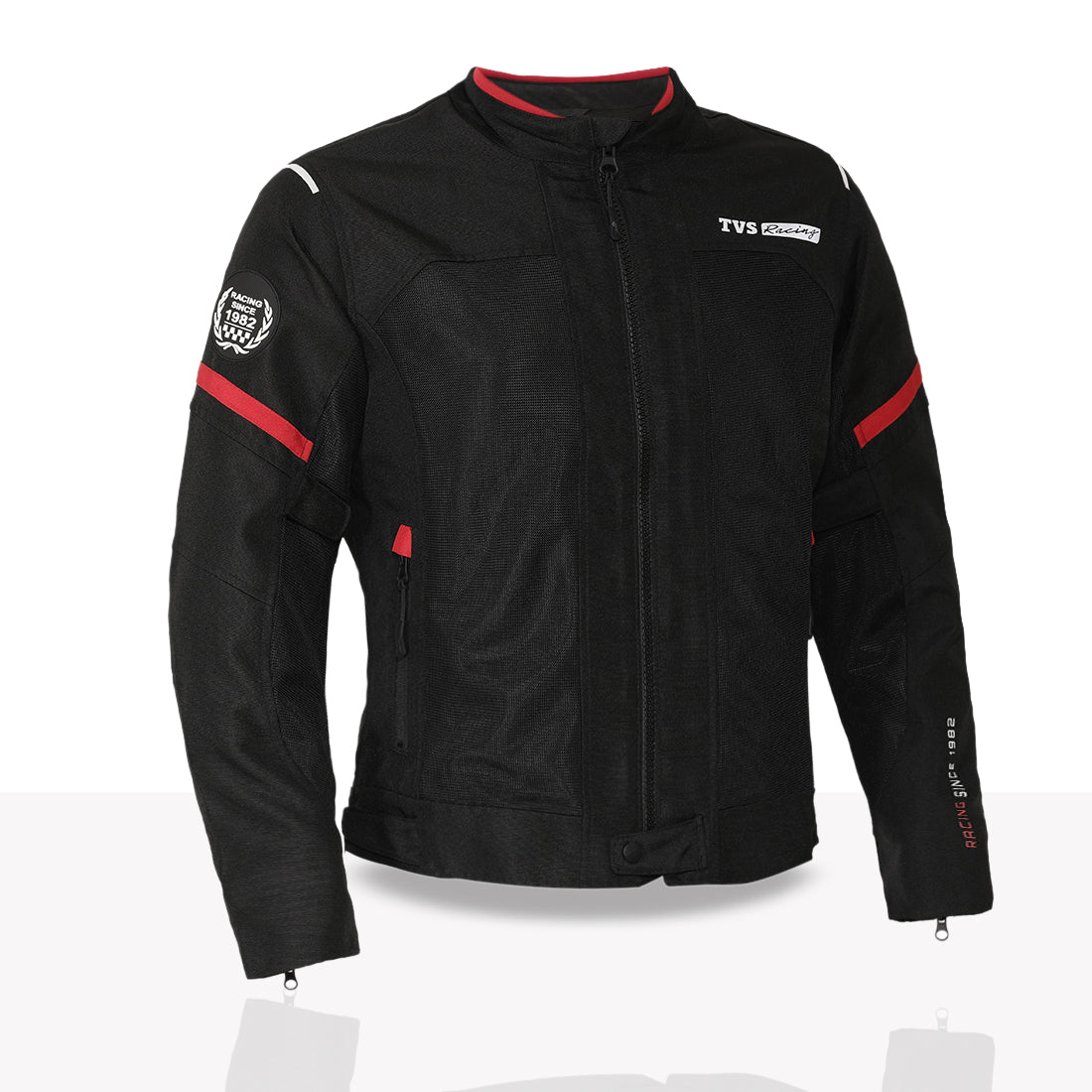 TVS Racing Tech-Core Road Jacket for Men | CE2 armour <5kN at Shoulders Elbows and Back | 600D Chassis | 310gsm Vent Mesh | High-Vis Reflective Tech| YKK zippers | Engineered for bikers
