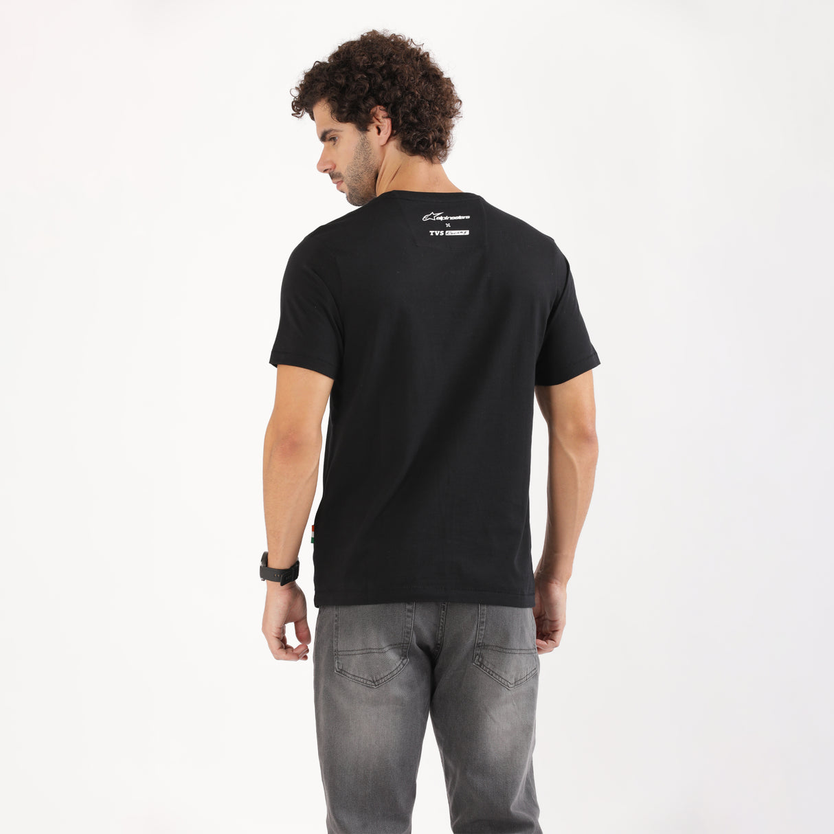 TVS Racing x Alpinestars Crew Neck T-Shirt-100% Soft Combed Cotton, Breathable & Anti-Microbial Fabric, Non-PVC Print, No-Chafe Skin-Friendly Comfort for Racing & Casual Everyday Wear