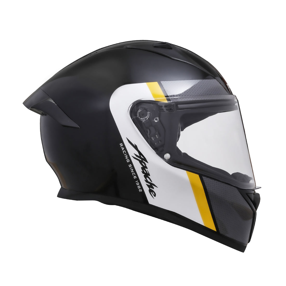 TVS Apache Full Face helmet - Color: Black, White & Yellow Strip