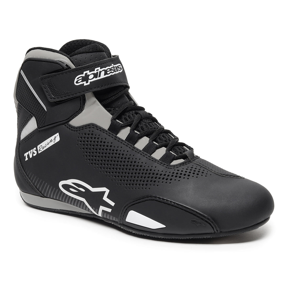 TVS Racing x Alpinestars Riding Shoes for Men, Lightweight Microfiber Upper, Speed Lace Closure, Ankle Protection, Airflow Vents and Road Riding Comfort