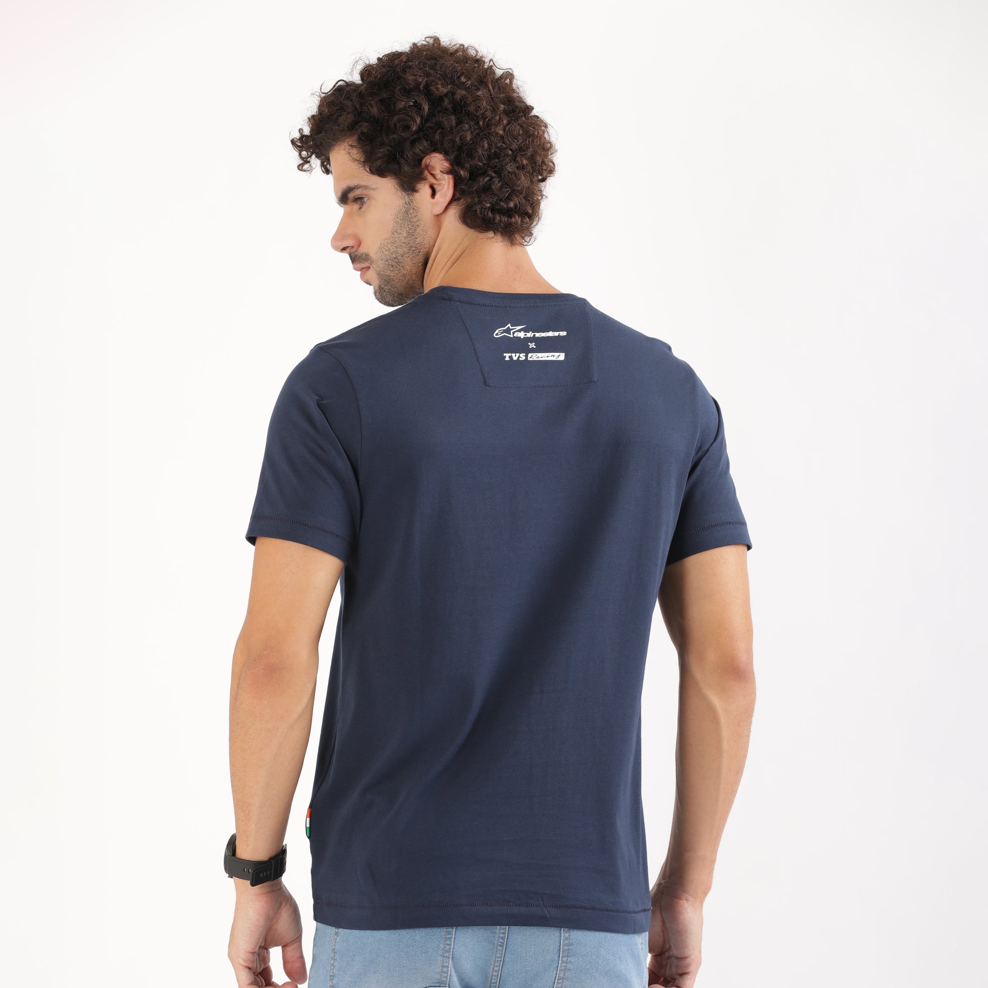 TVS Racing x Alpinestars Crew Neck T-Shirt-100% Soft Combed Cotton, Breathable & Anti-Microbial Fabric, Non-PVC Print, No-Chafe Skin-Friendly Comfort for Racing & Casual Everyday Wear