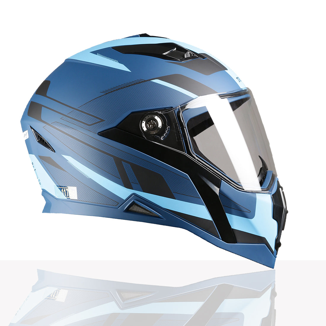 TVS Racing Anti Matter Full Face Helmet for Bike & Motorcycle Riders-DOT & ISI Certified-Lightweight ABS Shell, UV Resistant-Ventilated Comfort Liner, Quick-Release Visor & Chin Strap (Blue)