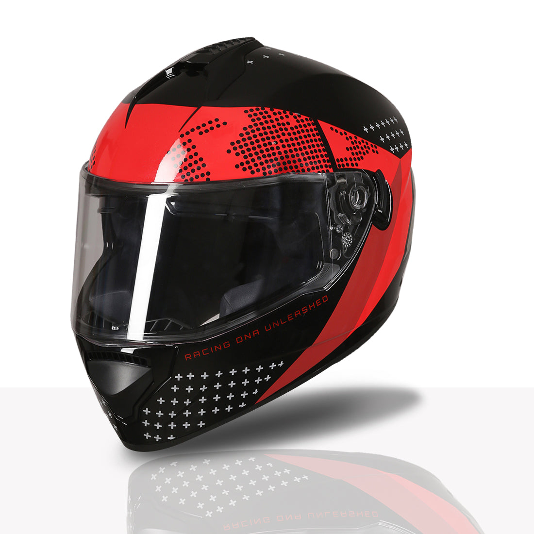 TVS Racing Phantom Series Full Face Dual Visor Helmet for Men | Premium Bike Helmets with ABS Shell, UV Paint | Quick Release System | Aerodynamic Design | DOT & ISI Certified (Black V1)