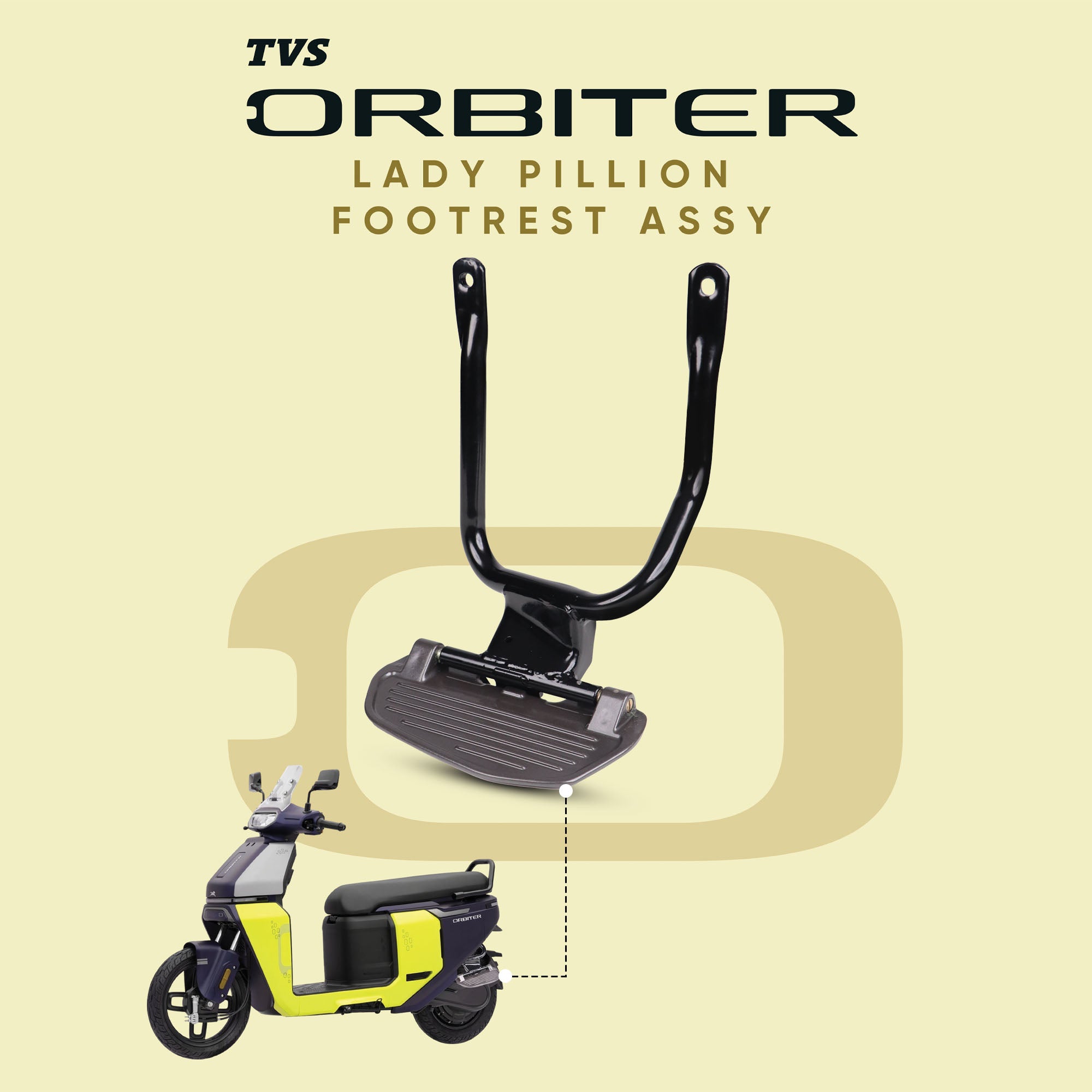 TVS Orbiter Lady Pillion Footrest Kit Assembly - Comfortable Footrest