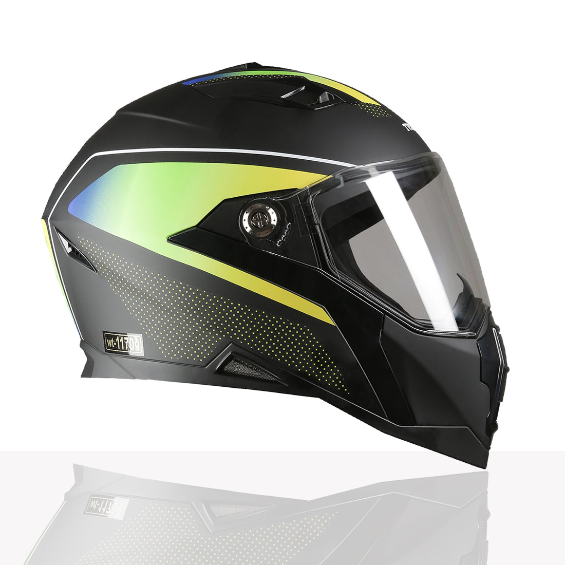 TVS Racing Anti Matter Full Face Helmet for Bike & Motorcycle Riders-DOT & ISI Certified-Lightweight ABS Shell, UV Resistant-Ventilated Comfort Liner, Quick-Release Visor & Chin Strap (Matt Black Green)