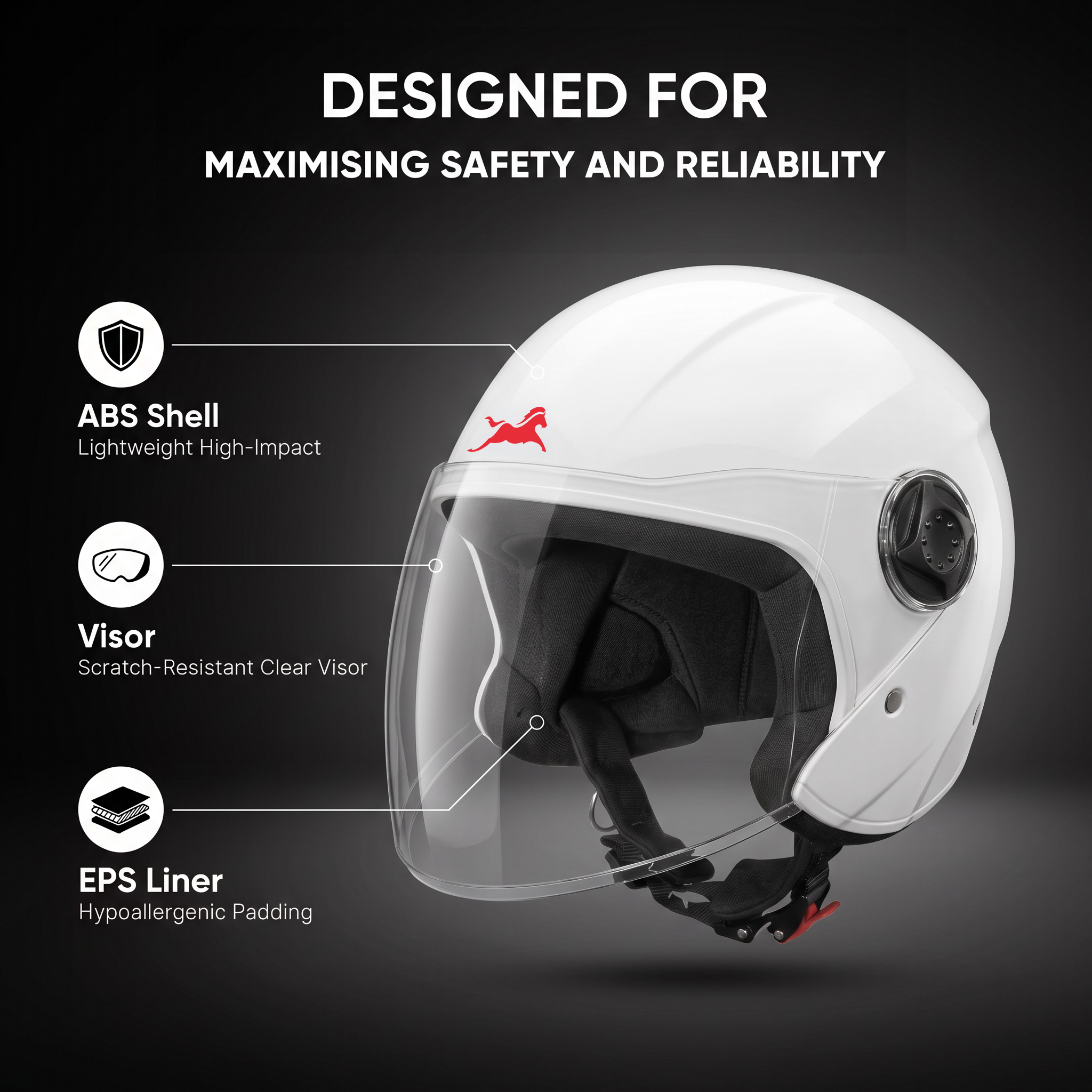 TVS iQube Open Face Helmet | ISI Certified, Lightweight & Comfortable Design