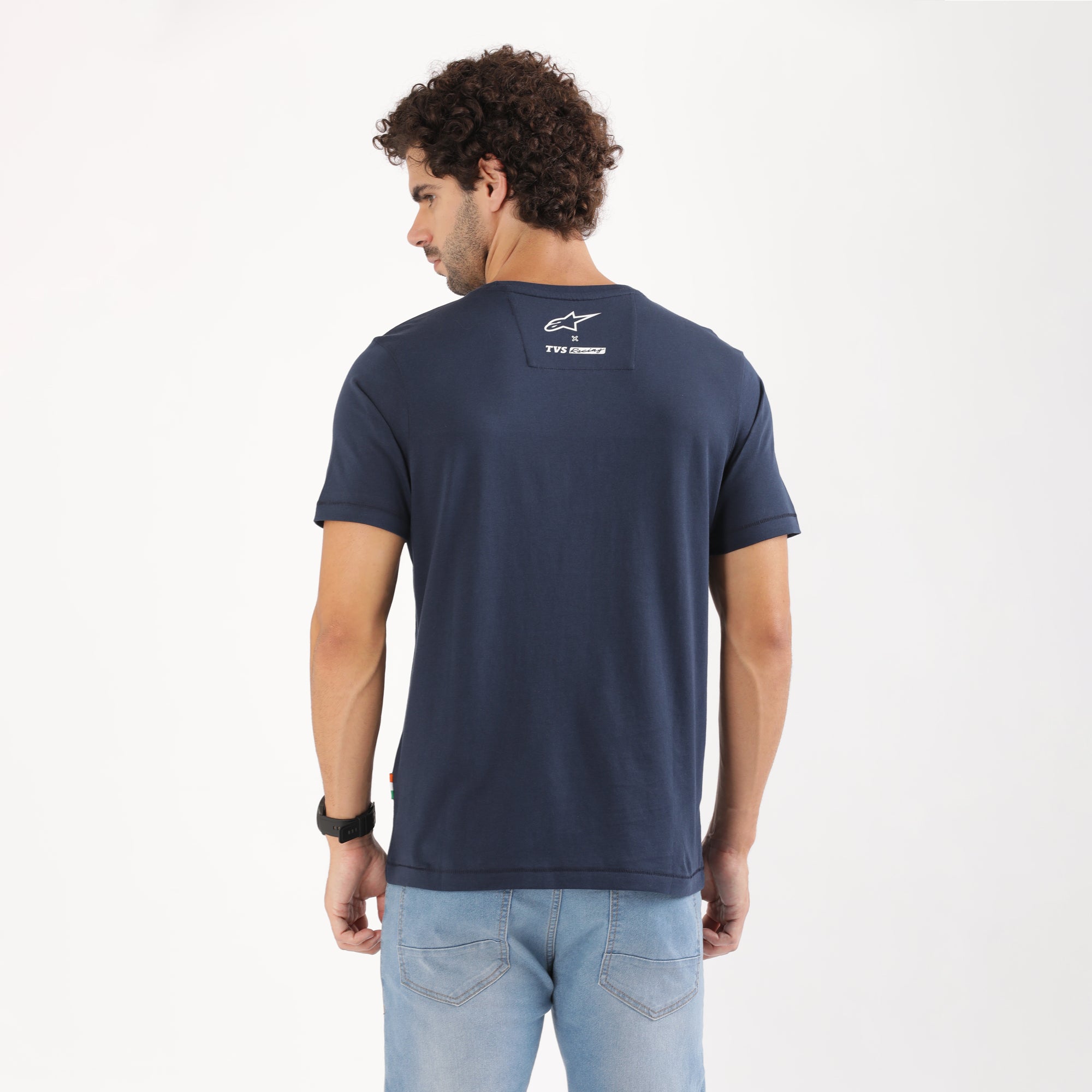 TVS Racing x Alpinestars Crew Neck T-Shirt-100% Soft Combed Cotton, Breathable & Anti-Microbial Fabric, Non-PVC Print, No-Chafe Skin-Friendly Comfort for Racing & Casual Everyday Wear