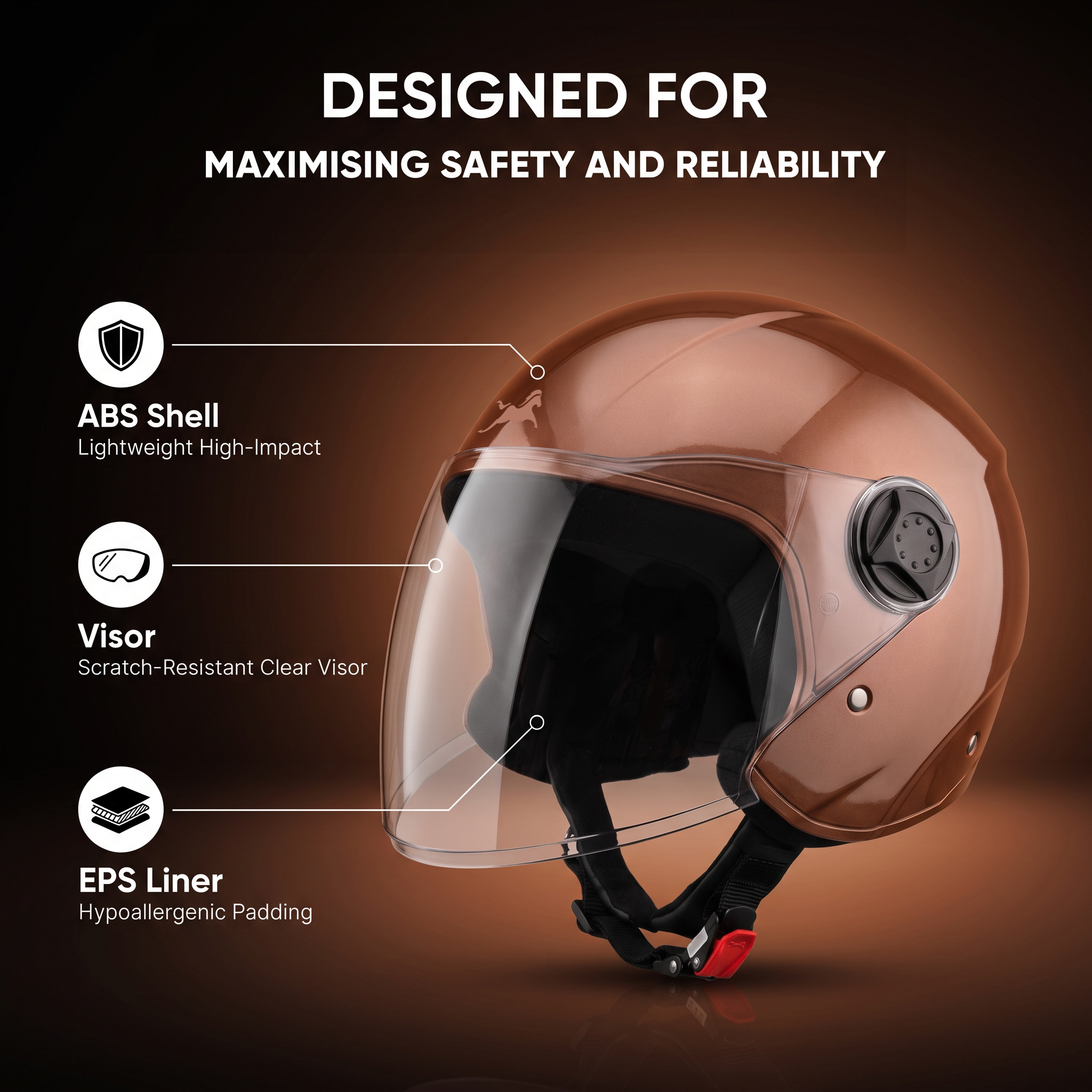 TVS iQube Open Face Helmet | ISI Certified, Lightweight & Comfortable Design