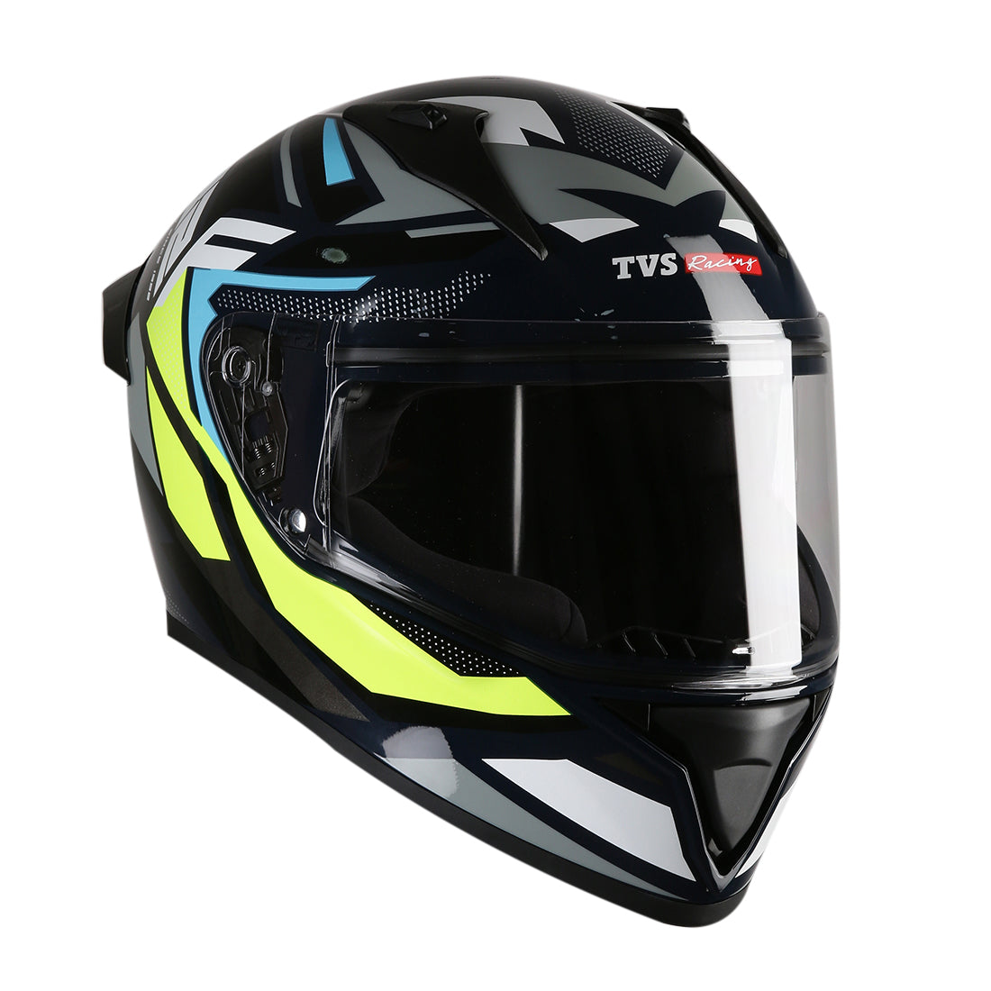 TVS Racing Titan Series Full Face Helmet for Men | Premium Bike Helmets with ABS Shell, UV Paint | Quick Release System | Aerodynamic Design | DOT & ISI Certified (Black)