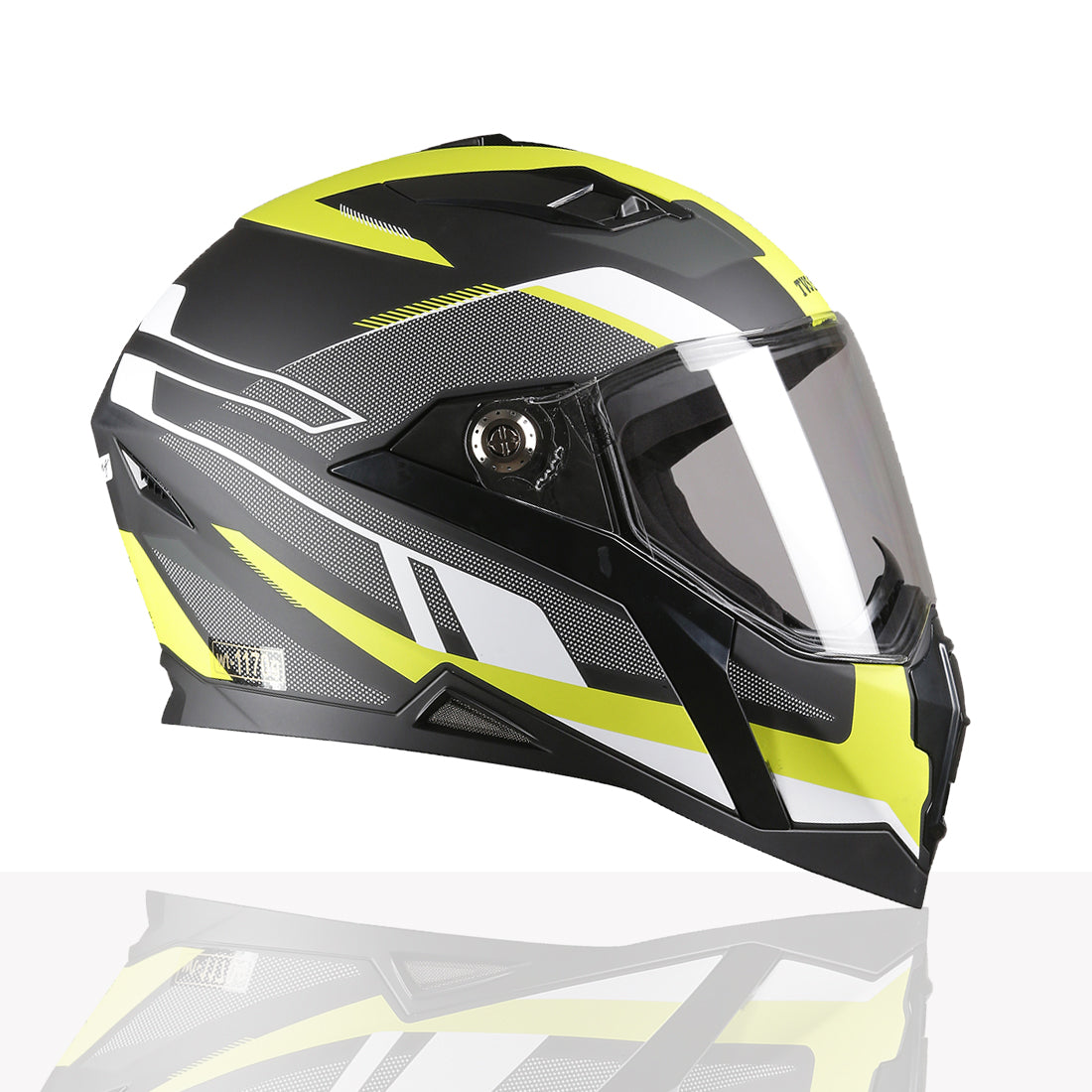 TVS Racing Anti Matter Full Face Helmet for Bike & Motorcycle Riders-DOT & ISI Certified-Lightweight ABS Shell, UV Resistant-Ventilated Comfort Liner, Quick-Release Visor & Chin Strap (Neon)