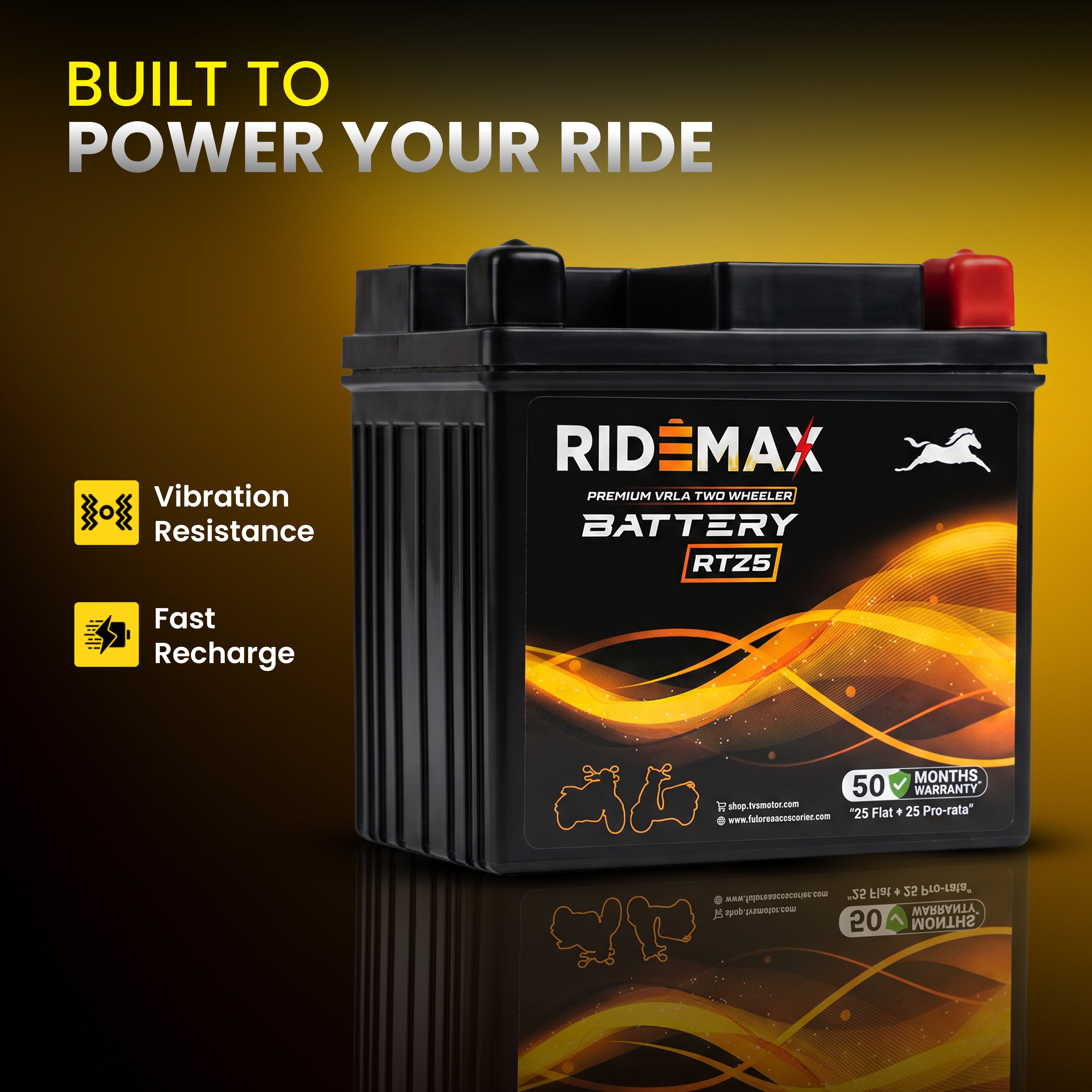 RideMax Premium VRLA 12 Volt Two Wheeler Battery RTZ5