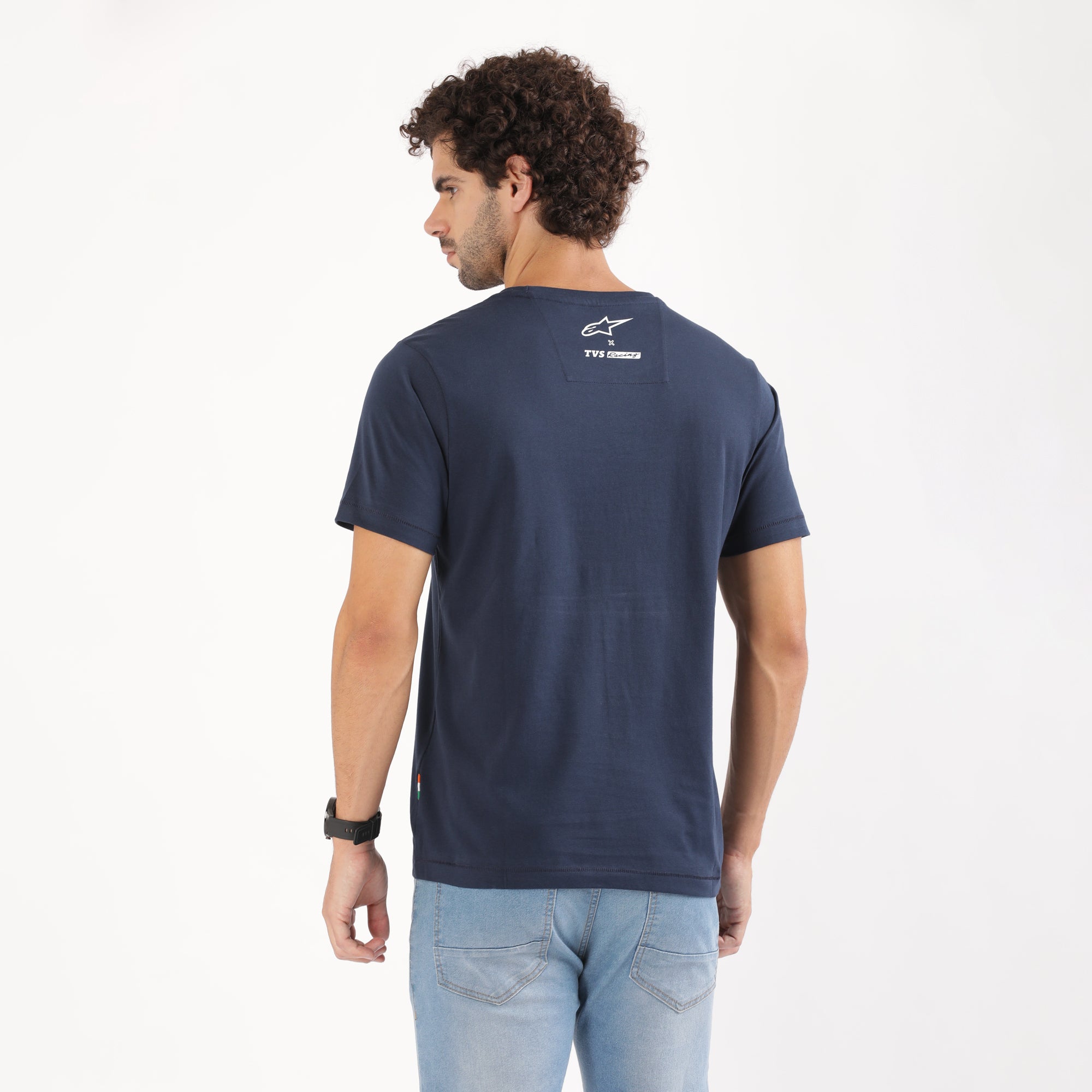 TVS Racing x Alpinestars Crew Neck T-Shirt-100% Soft Combed Cotton, Breathable & Anti-Microbial Fabric, Non-PVC Print, No-Chafe Skin-Friendly Comfort for Racing & Casual Everyday Wear