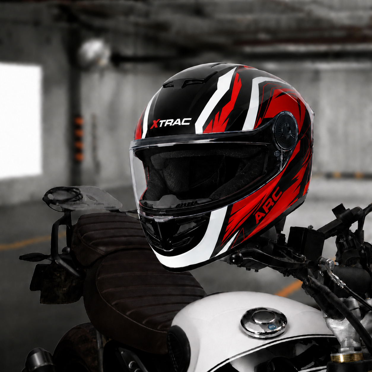 Xtrac Arc Full Face Graphic Helmet | ISI Certified | Lightweight Design, Quick Release Chin Strap