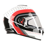 TVS Racing Phantom Series Full Face Dual Visor Helmet for Men | Premium Bike Helmets with ABS Shell, UV Paint | Quick Release System | Aerodynamic Design | DOT & ISI Certified (White)