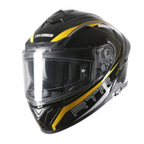 TVS Racing Hurricane Series Full Face Dual Visor Helmet for Men | Premium Bike Helmets with ABS Shell, UV Paint | Quick Release System | Aerodynamic Design | ECE, DOT & ISI Certified (Yellow)