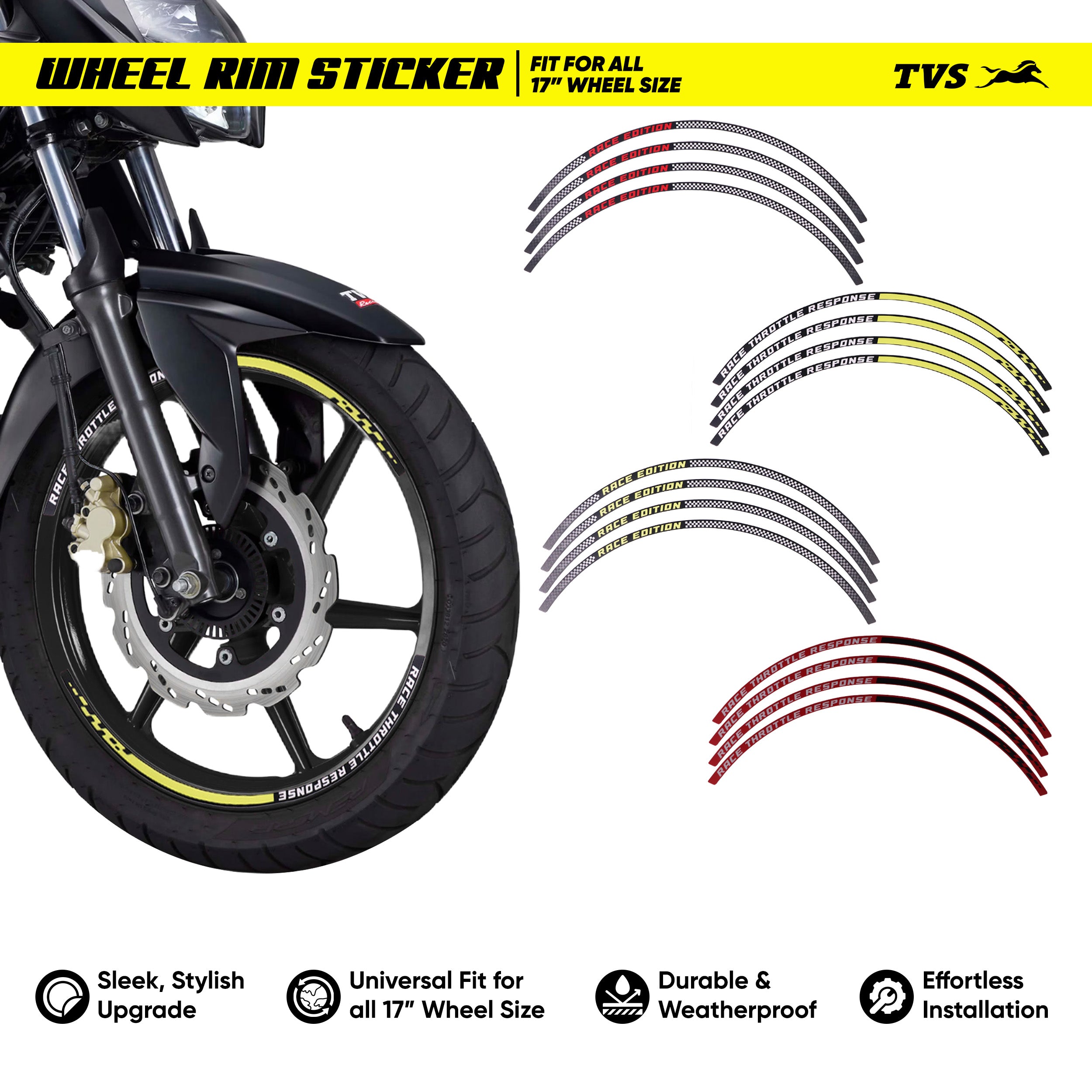 TVS 17inch Wheel Rim sticker - Upgrade Your Bike’s Style Instantly