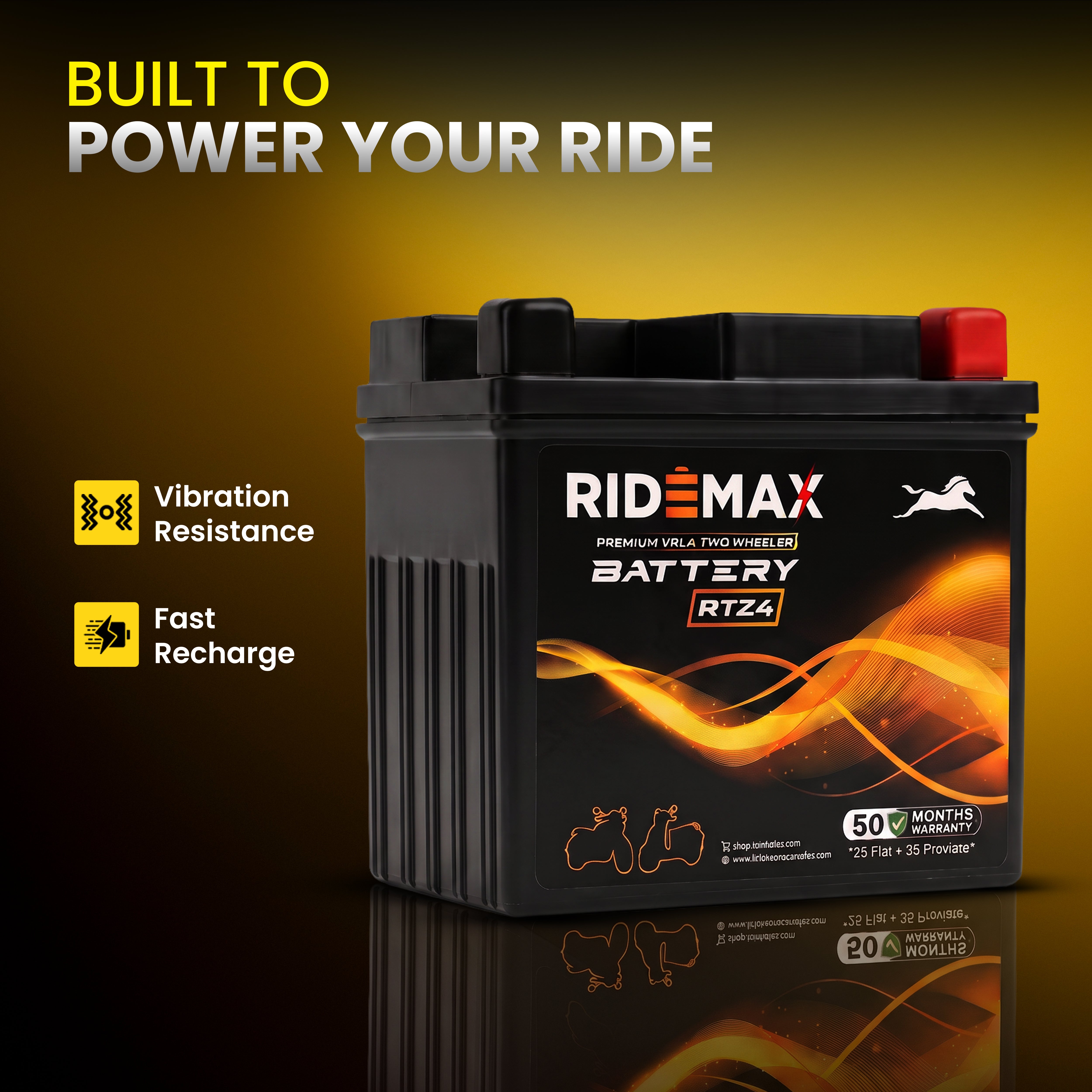 RideMax Premium VRLA 12 Volt Two Wheeler Battery RTZ4