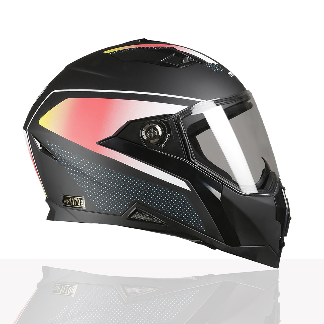 TVS Racing Anti Matter Full Face Helmet for Bike & Motorcycle Riders-DOT & ISI Certified-Lightweight ABS Shell, UV Resistant-Ventilated Comfort Liner, Quick-Release Visor & Chin Strap (Matt Black Red)