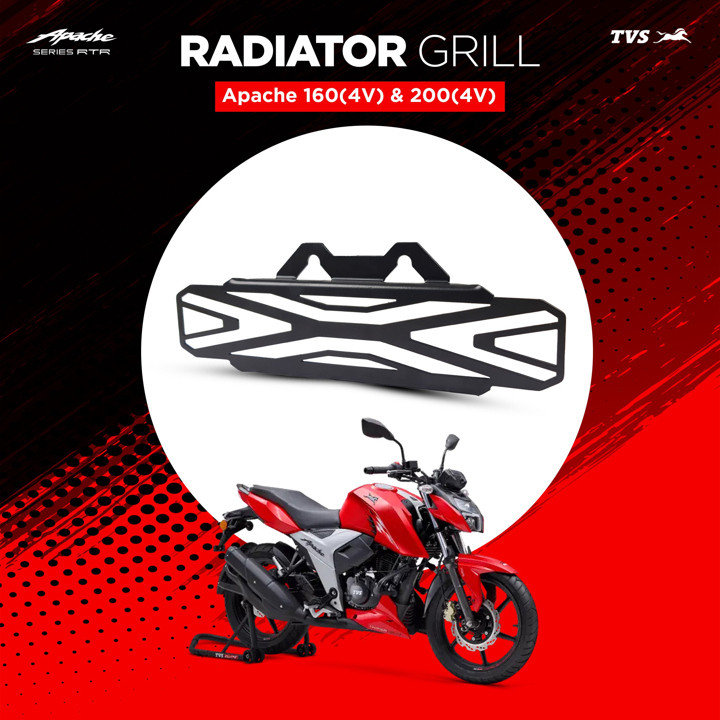 TVS Apache 160 4V & 200 4V-Radiator Grill : Enhanced Performance and Sleek Aesthetics