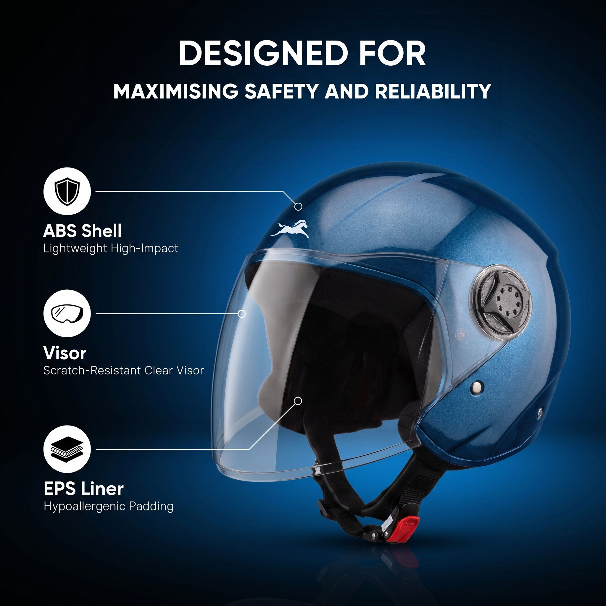 TVS iQube Open Face Helmet | ISI Certified, Lightweight & Comfortable Design