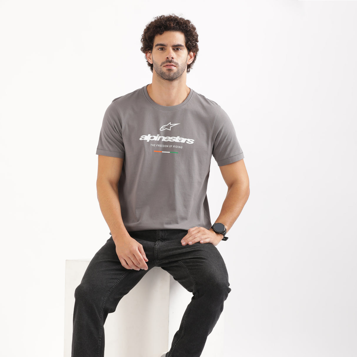 TVS Racing x Alpinestars Crew Neck T-Shirt-100% Soft Combed Cotton, Breathable & Anti-Microbial Fabric, Non-PVC Print, No-Chafe Skin-Friendly Comfort for Racing & Casual Everyday Wear