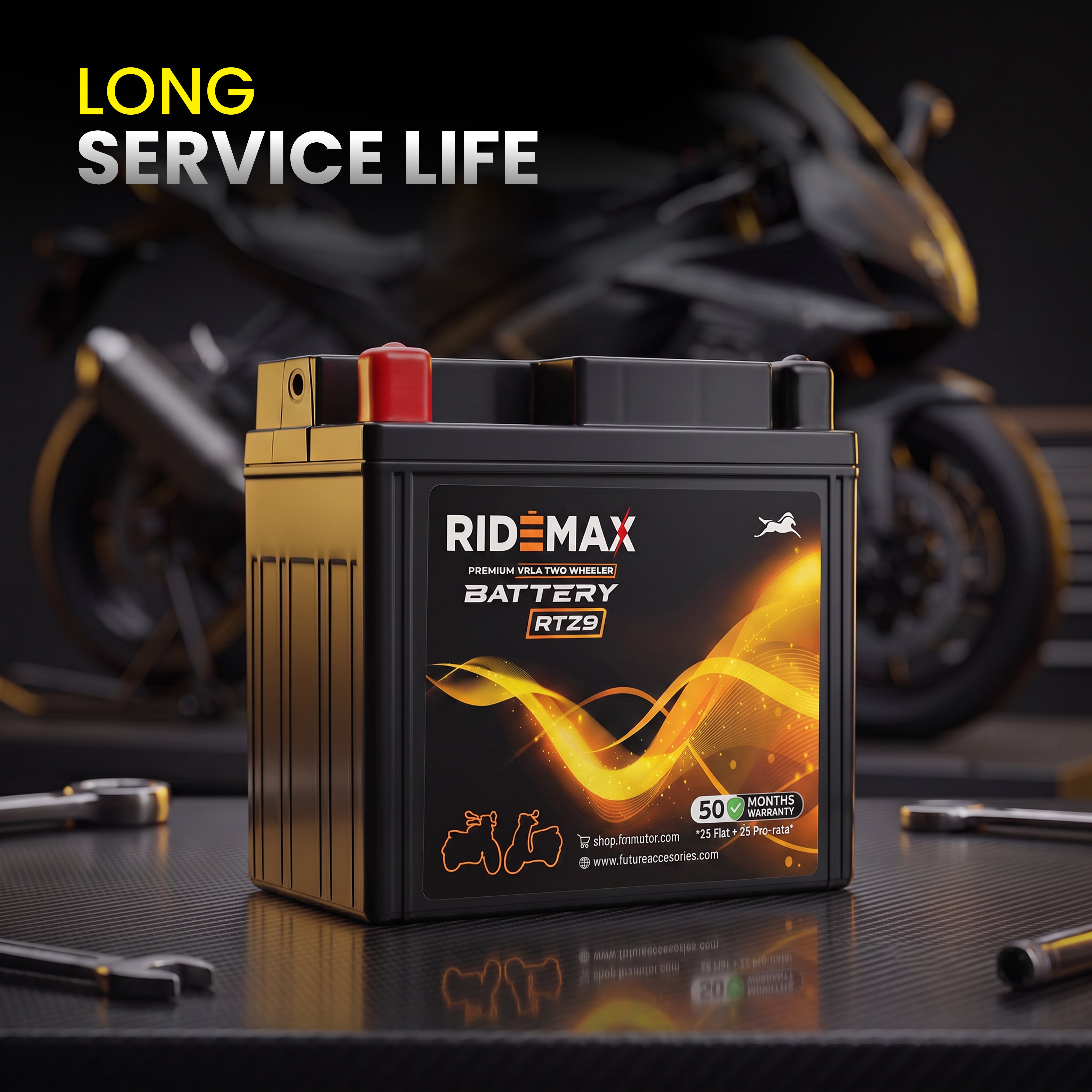 RideMax Premium VRLA 12 Volt Two Wheeler Battery RTZ9